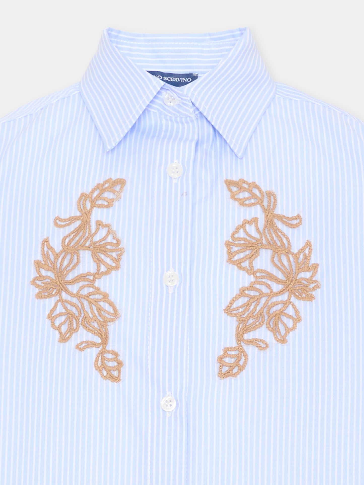 Camicia azzurra a righe per bambina,Ermanno Scervino Junior,Z1H304 8126 0158