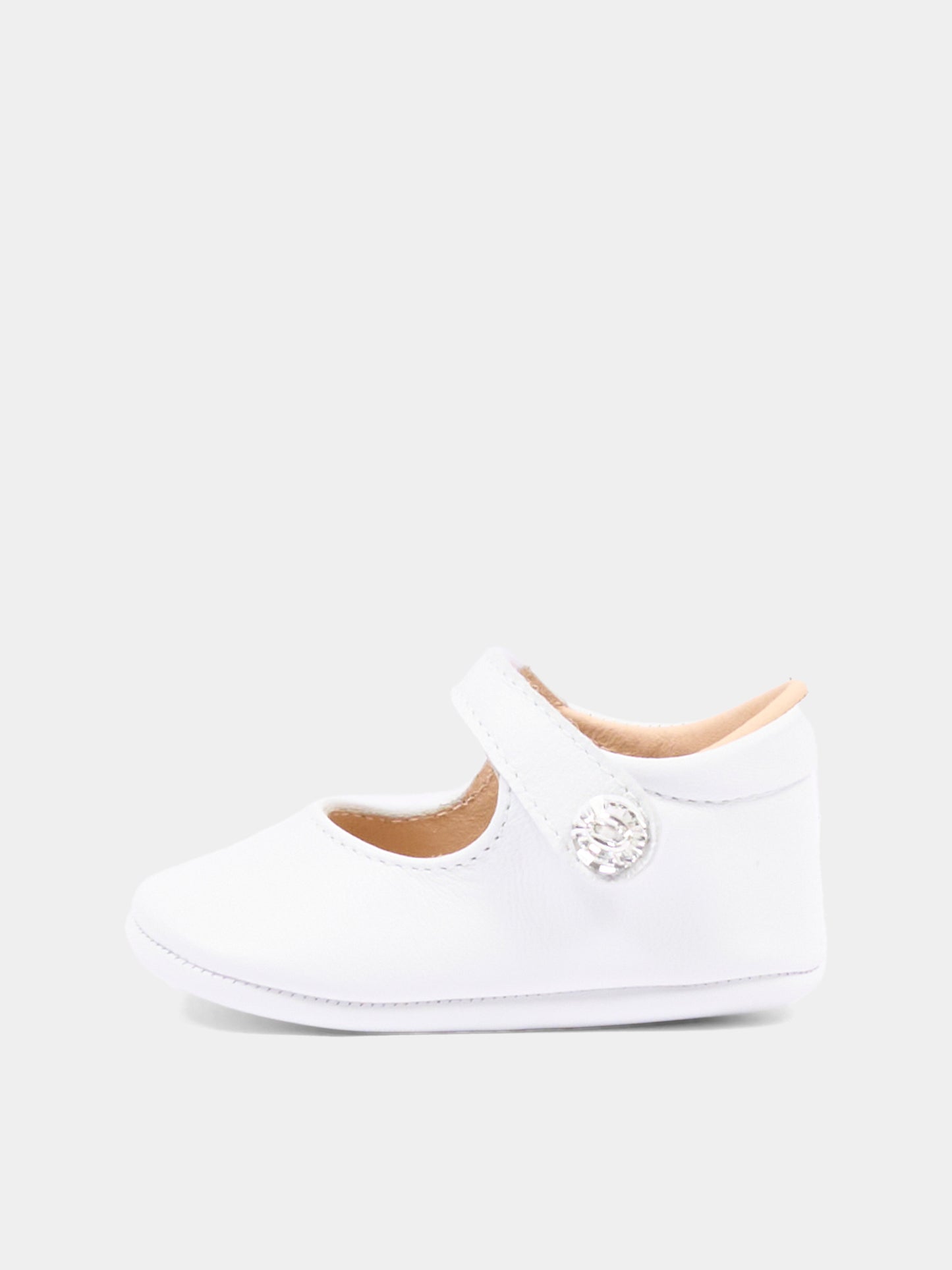 Ballerine bianche per neonata con gioiello,Monnalisa,73H003 8706 0001