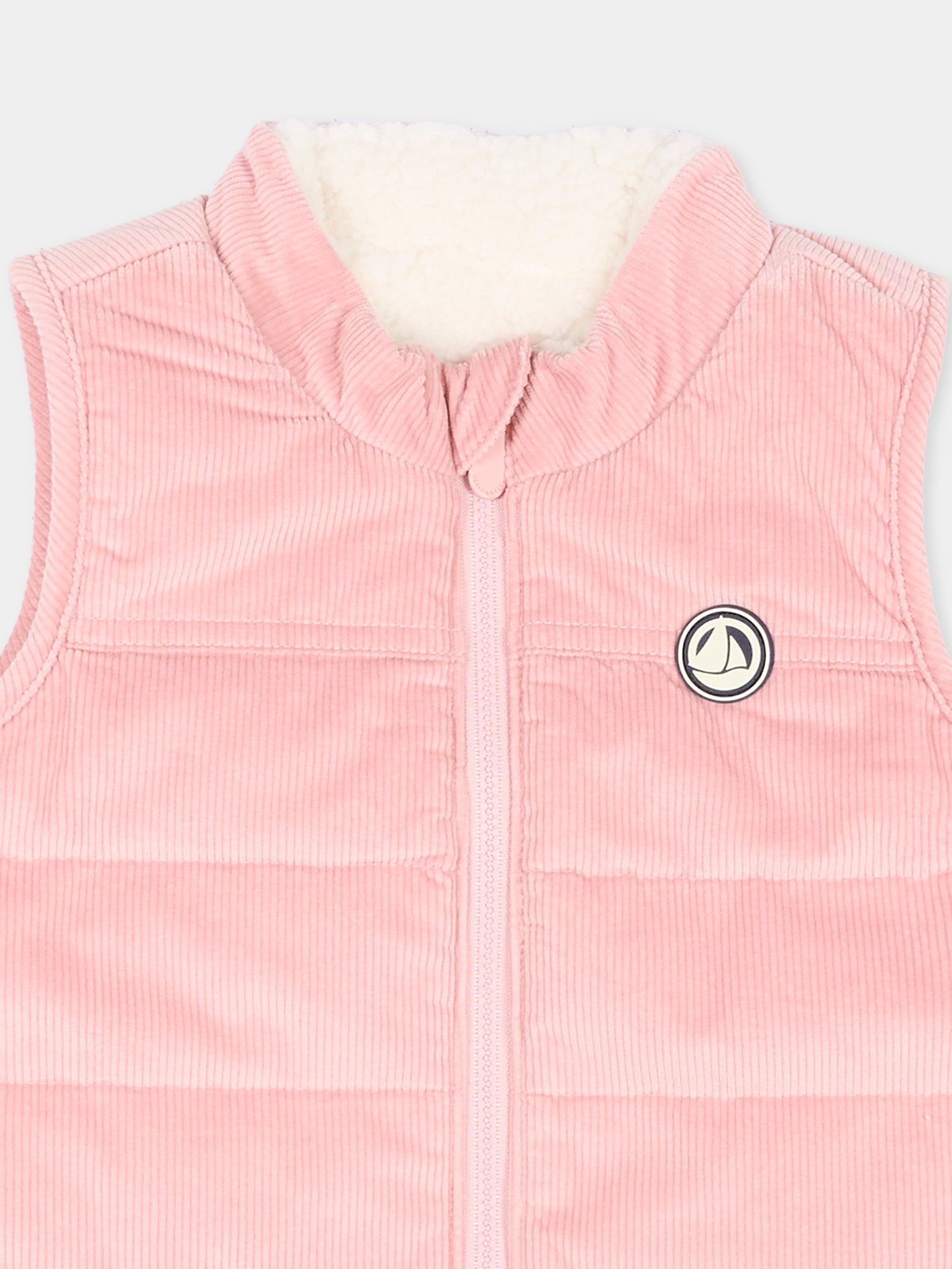 Gilet rosa per neonata in velluto,Petit Bateau,A0GIU 01