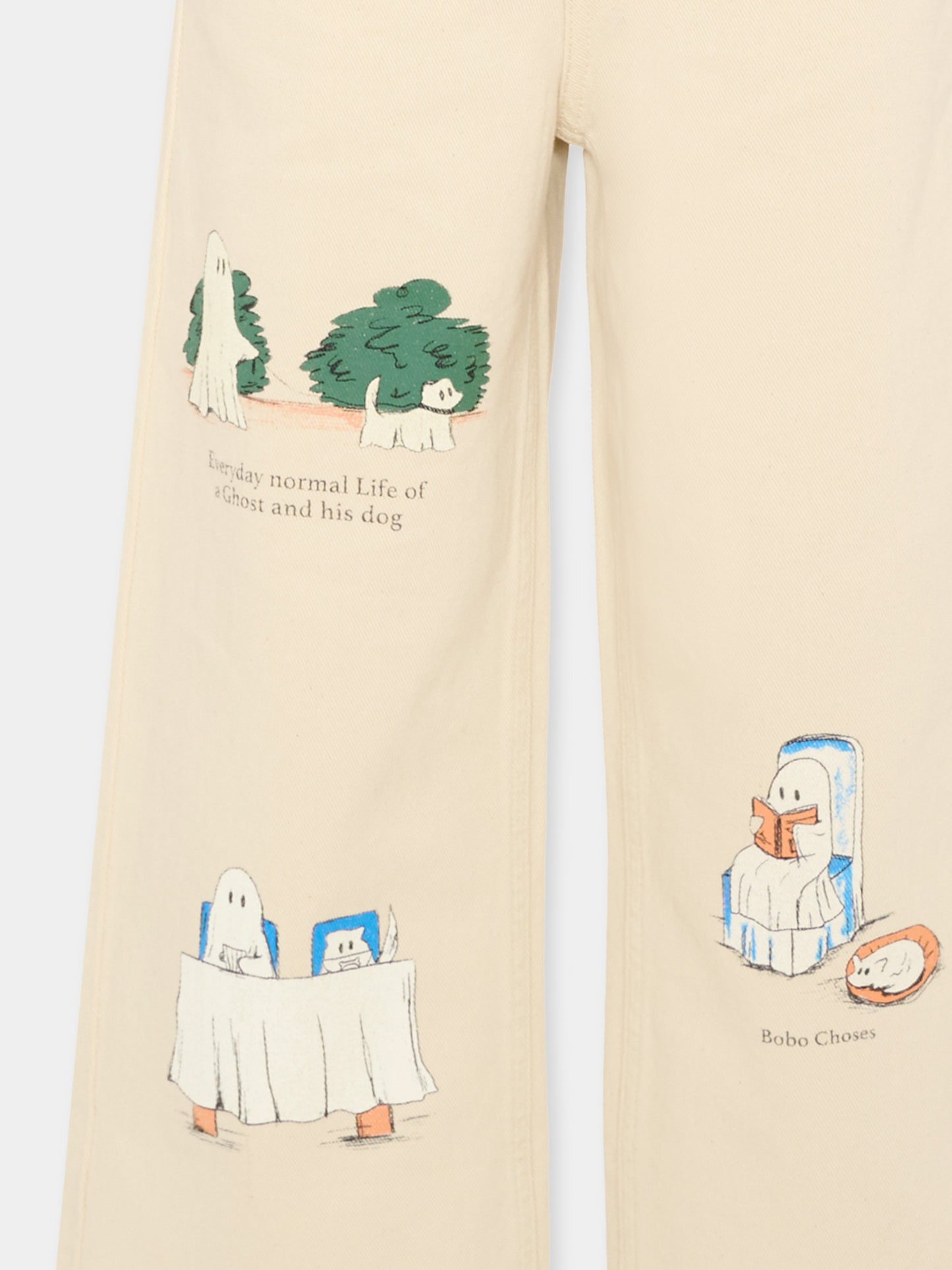 Jeans avorio per bambina con stampe,Bobo Choses,B226AC069