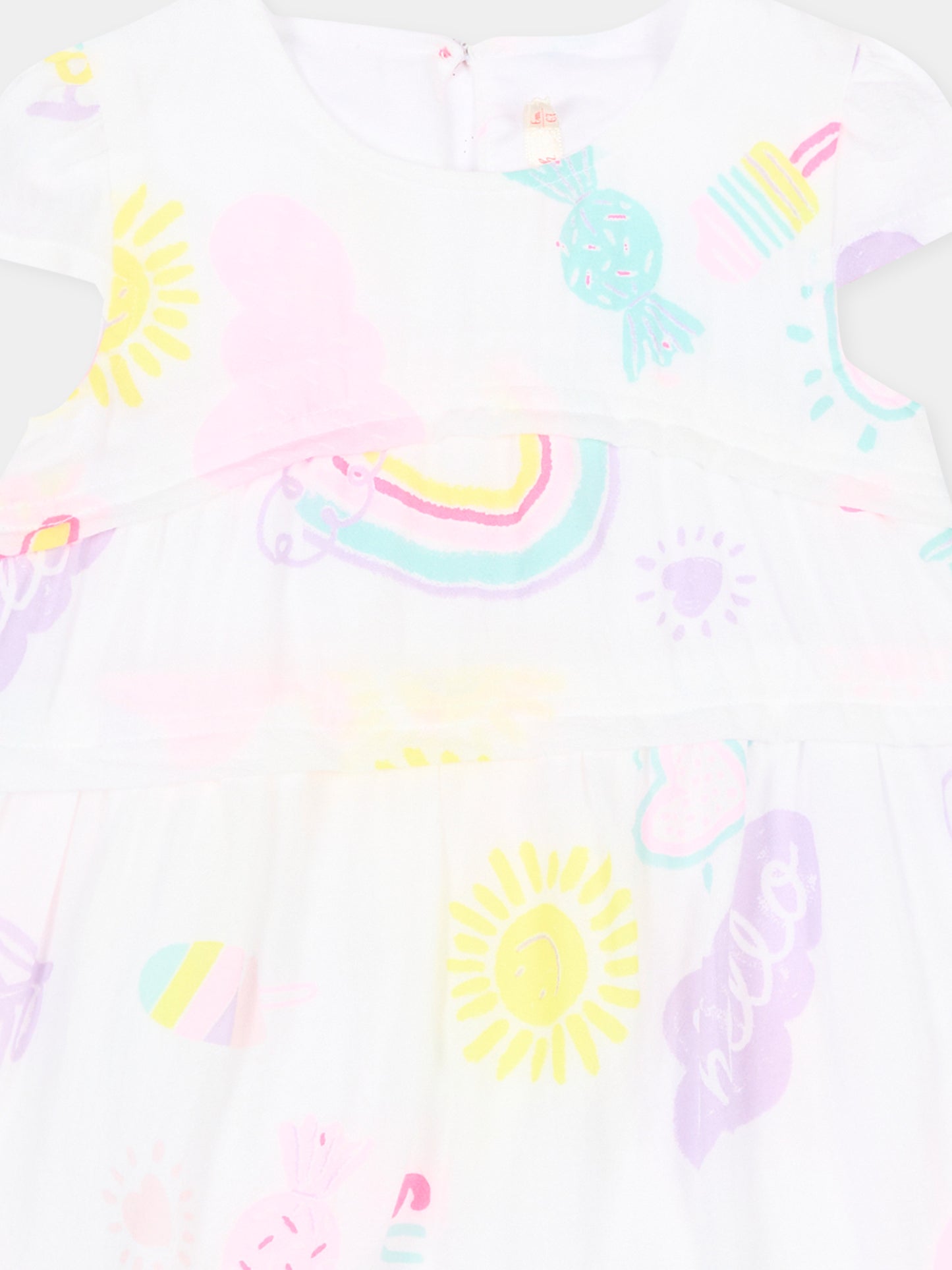 Vestito bianco per neonata con fantasia,Billieblush,U20816 10P