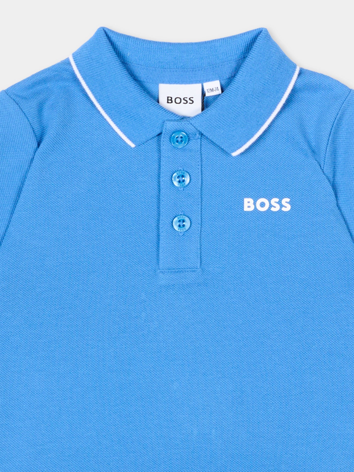 Polo blu per neonato con logo,Boss,J52094 84B