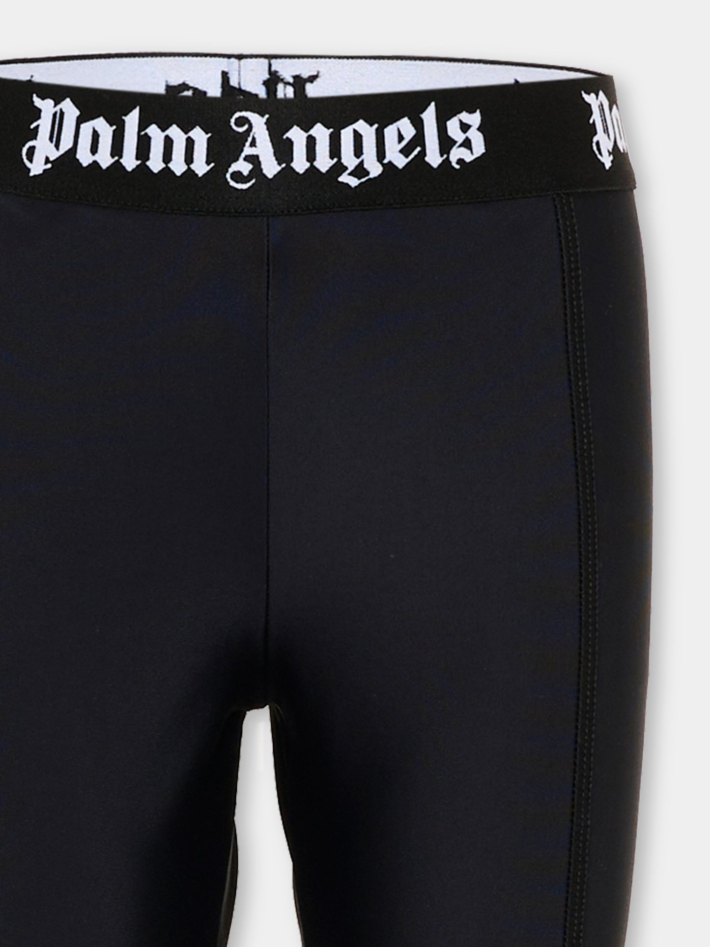 Leggings nero per bambina con logo,Palm Angels,F6PAJGLG127 110