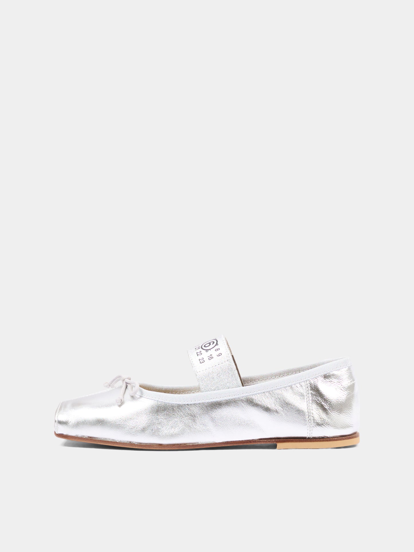 Ballerine argento per bambina con logo,Mm6 Maison Margiela,83875 VAR1