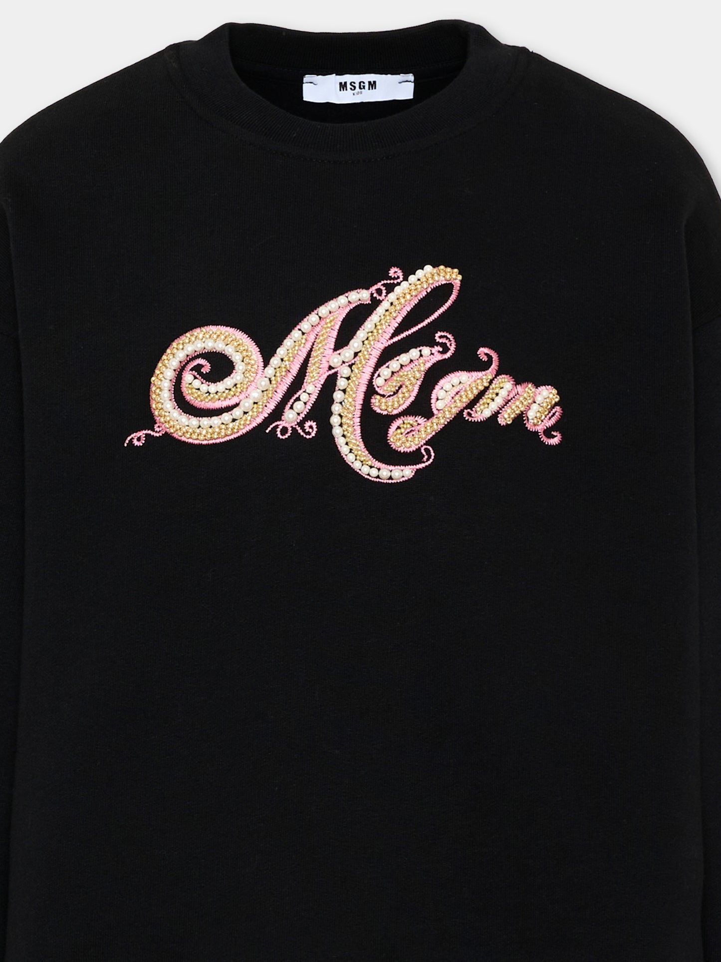 Felpa nera per bambina con logo,Msgm Kids,F5MSJGSW151 110