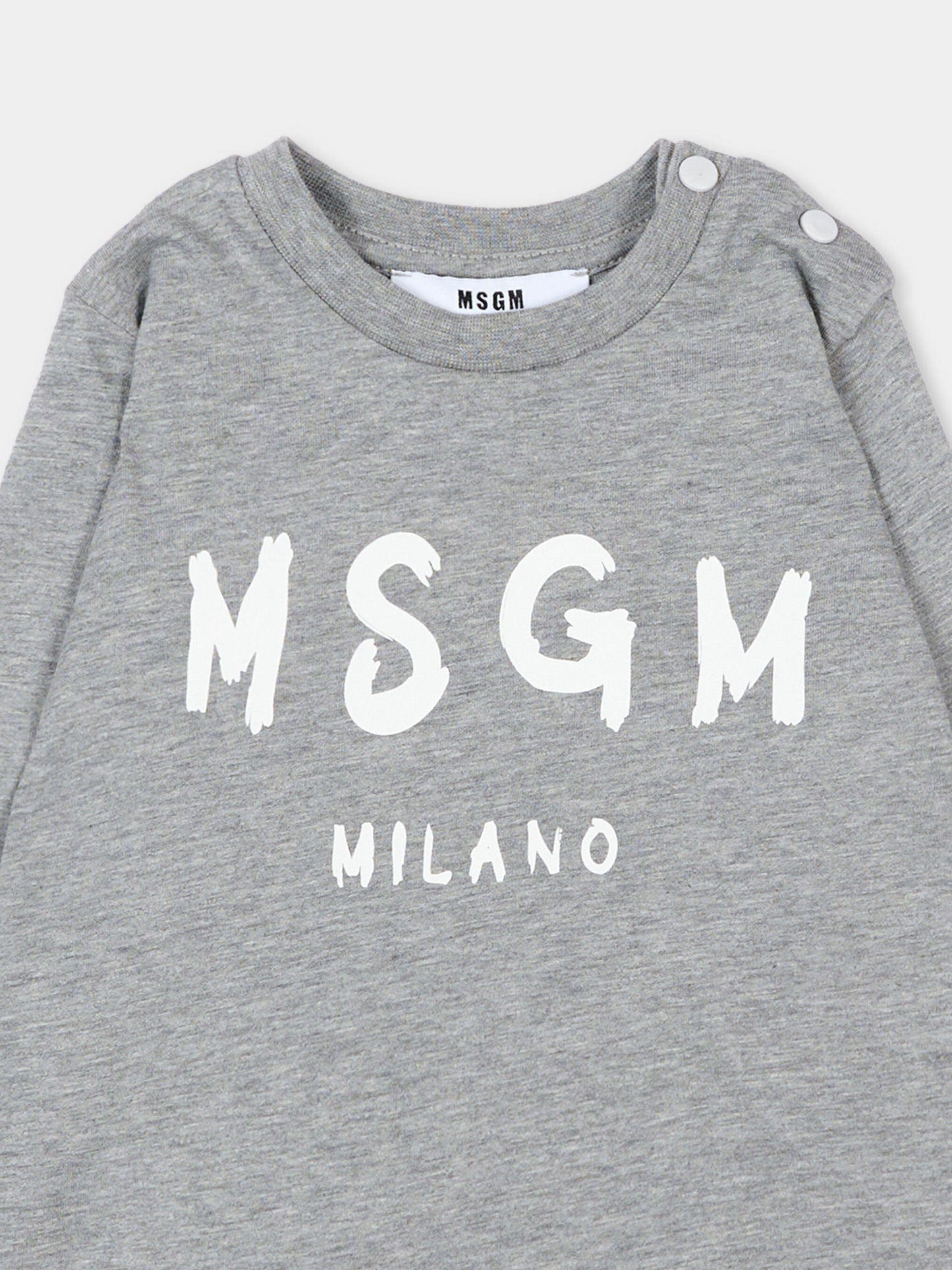 T-Shirt grigia per neonati con logo,Msgm Kids,F5MSUNTH283 104