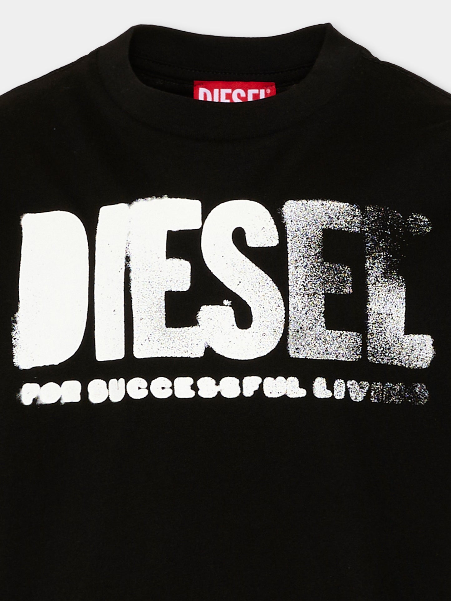 T-Shirt nera con logo per bambino,Diesel,J02587 0GRAI K900