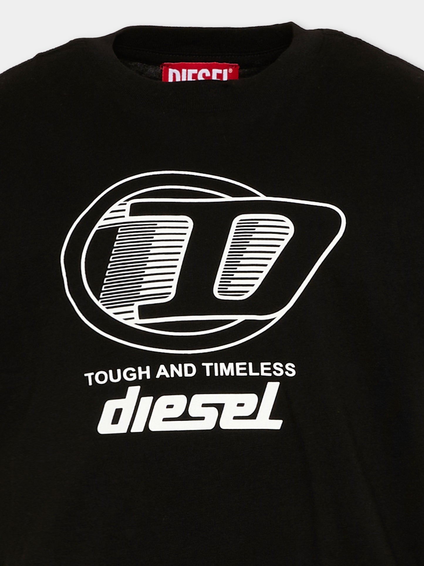 T-Shirt nera per bambini logo,Diesel,J02865 KYA1M K900