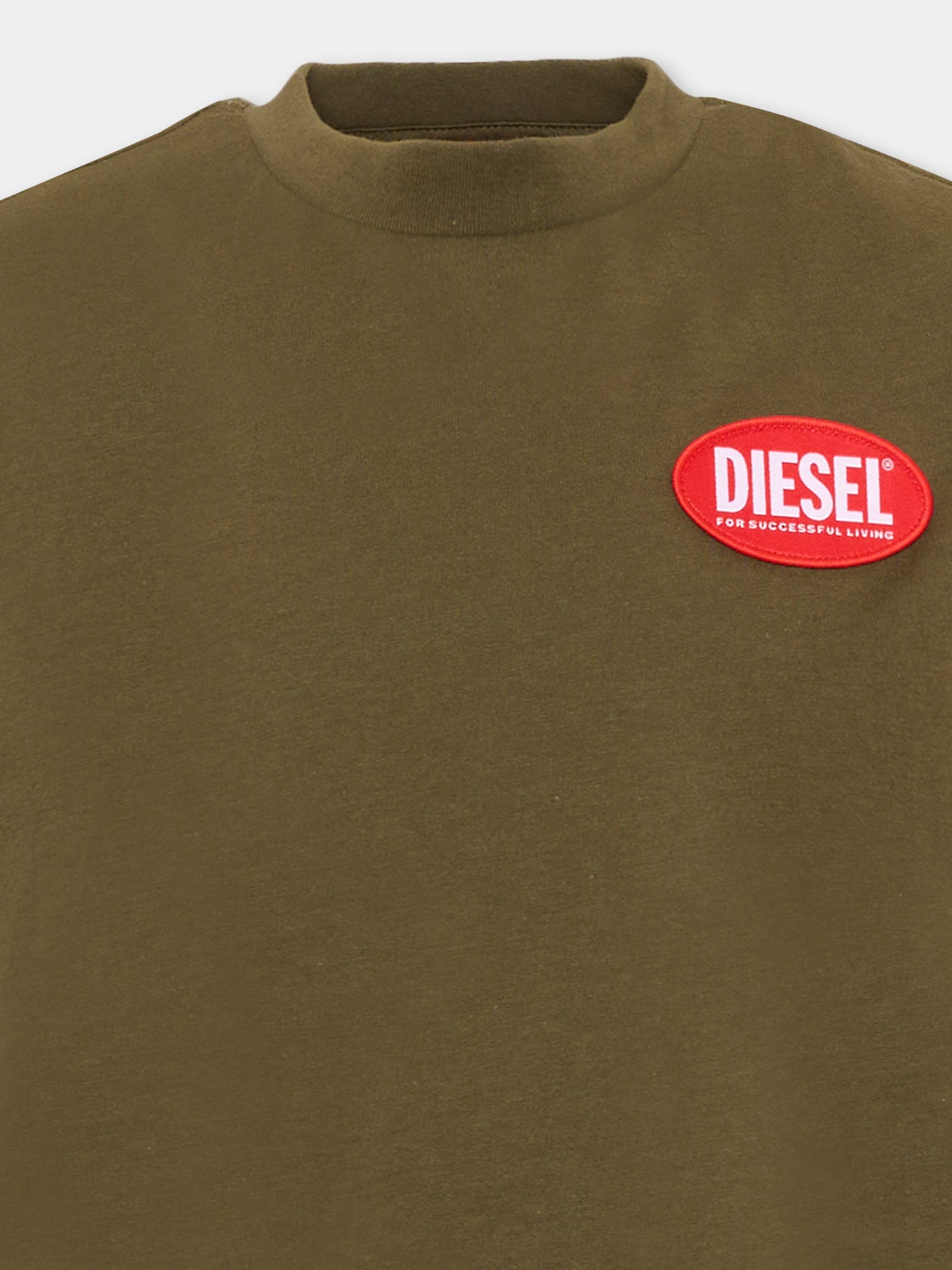 T-Shirt verde per bambino con logo,Diesel,J02469 KYAUN K511