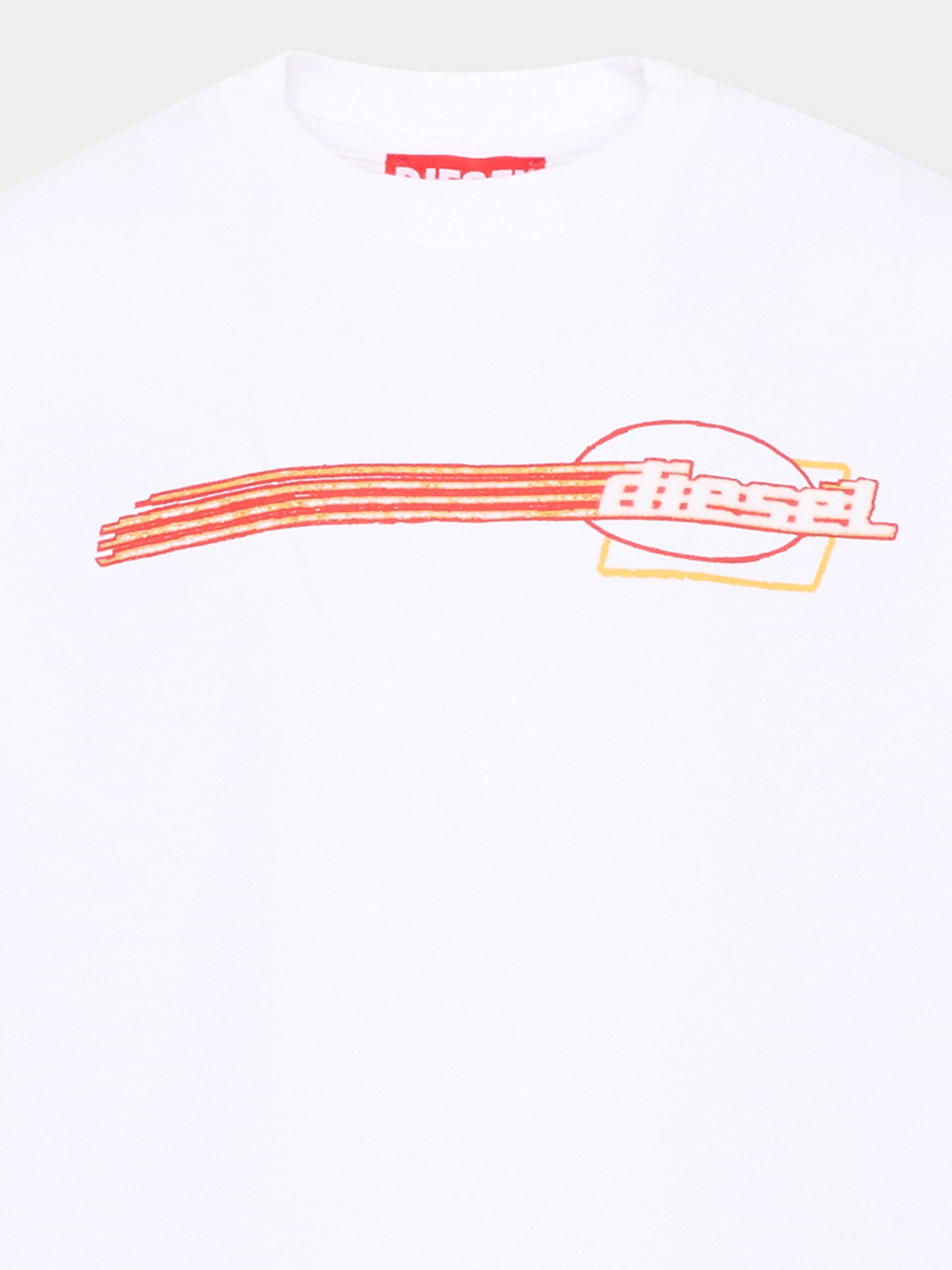 T-Shirt bianca per bambino con logo,Diesel,J02593 0GRAI K100