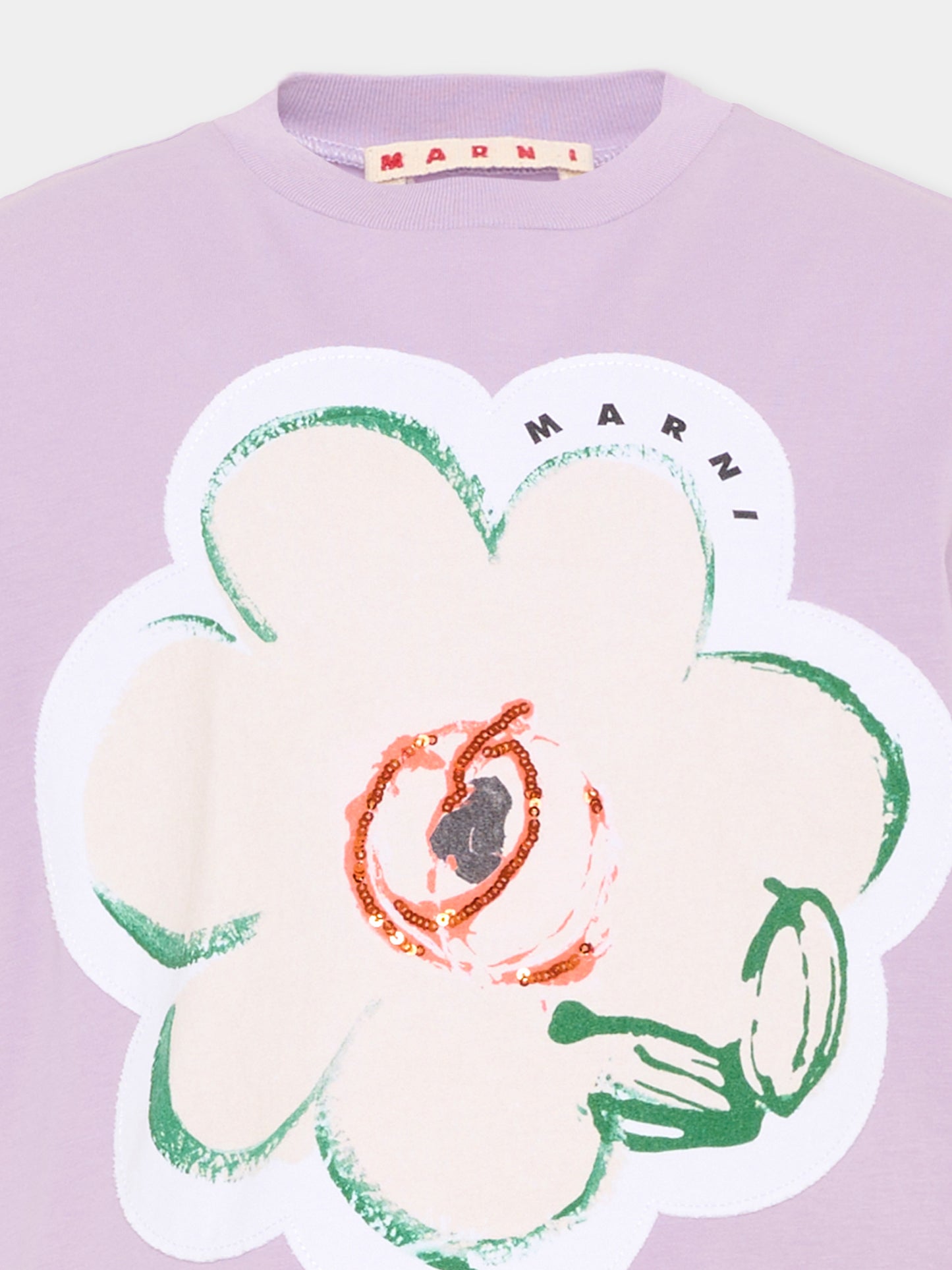 T-shirt lilla per bambina con fiore,Marni Kids,M01672 M00HZ 0M612