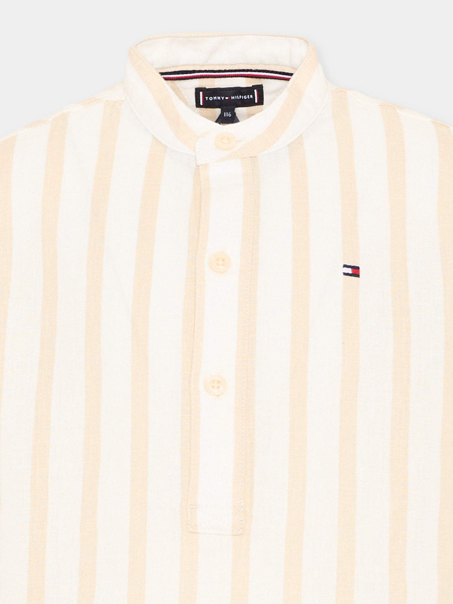 Camicia beige a righe per bambino,Tommy Hilfiger Junior,KB0KB10209 ACI