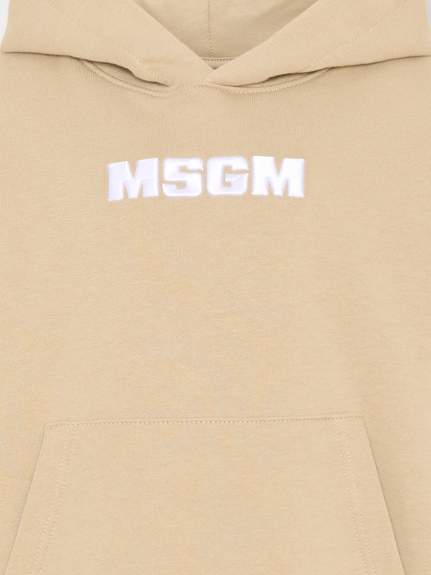 Felpa beige per bambini con logo,Msgm Kids,S6MSJUHS010 092