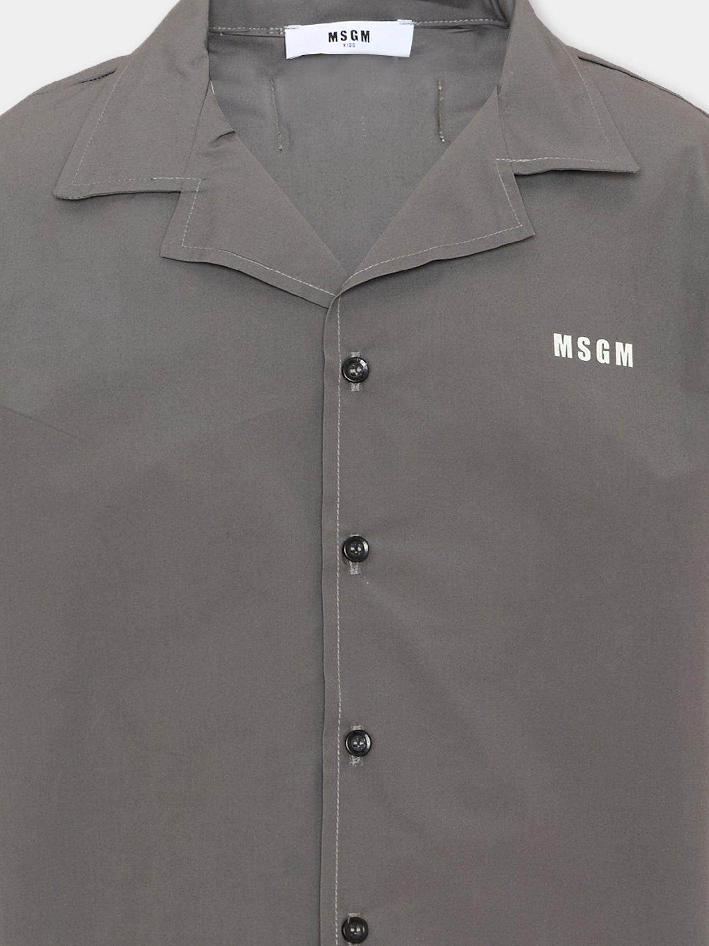 Camicia grigia per bambino con logo,Msgm Kids,S6MSJBSI156 103