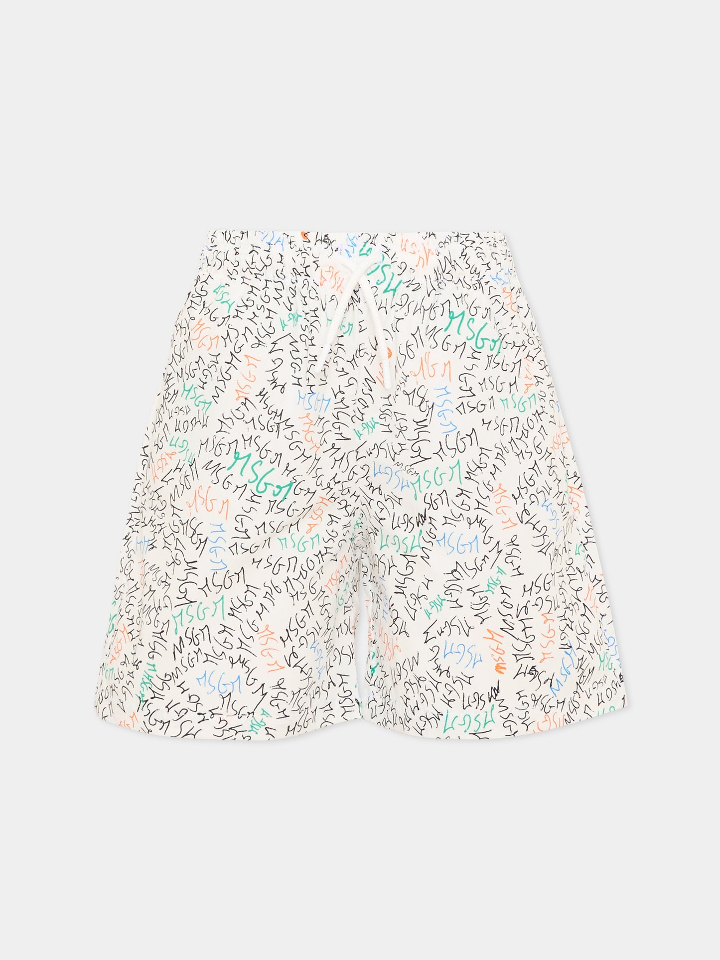 Shorts sportivi bianchi per bambino con logo