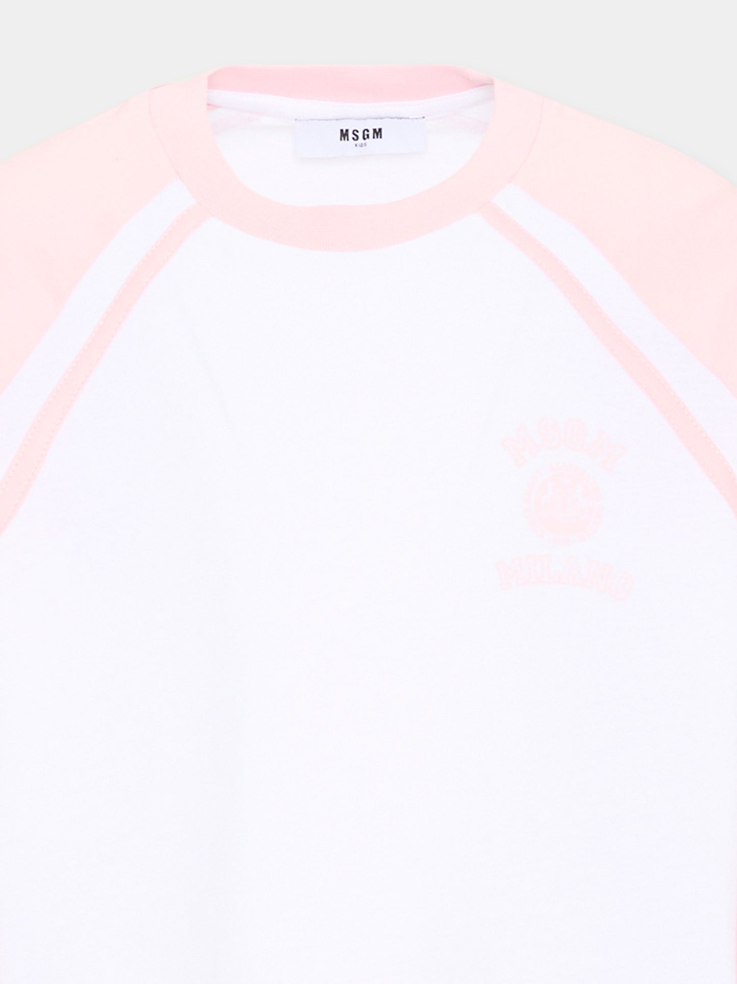 T-Shirt bianca per bambina con logo,Msgm Kids,S6MSJGTH024 001/78