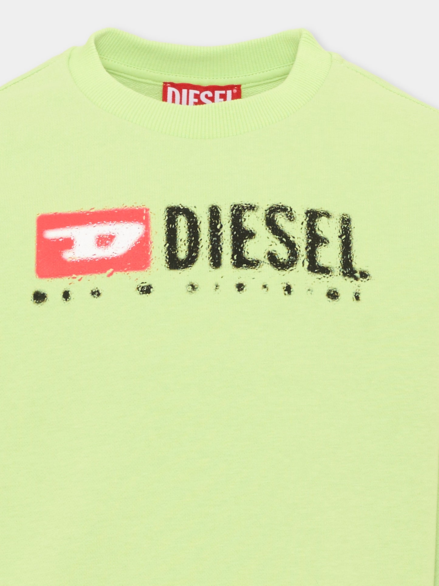 Felpa verde per bambino con logo,Diesel,J02483 KYAZ3 K504