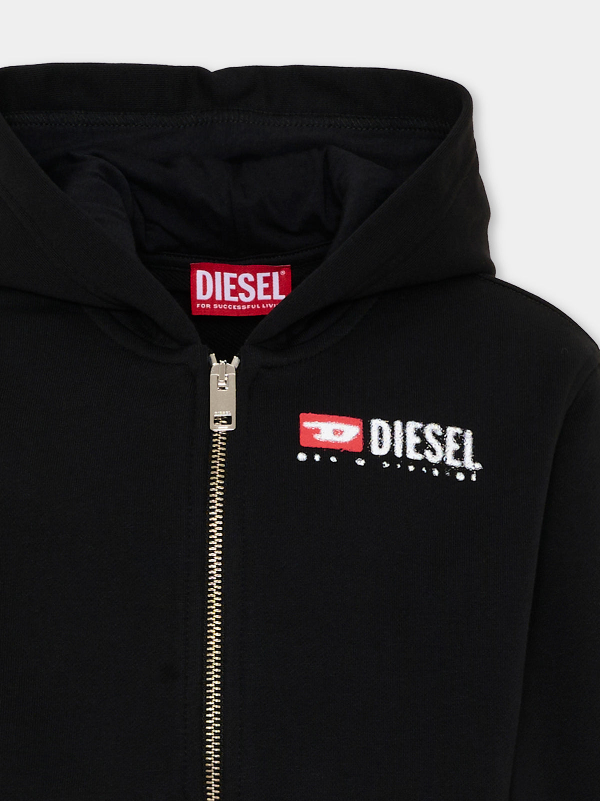 Felpa nera per bambino con logo,Diesel,J02484 KYAZ3 K900