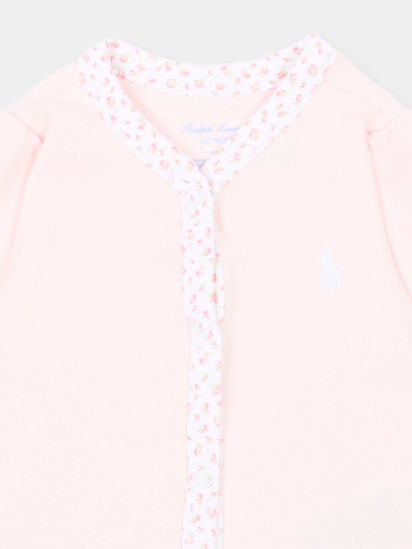 Pink babygrow for baby girl with roses