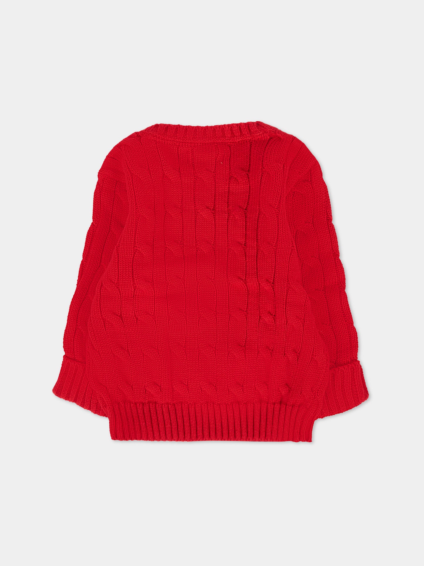 Maglione rosso per neonato con cavallino blu,Ralph Lauren Kids,702674042