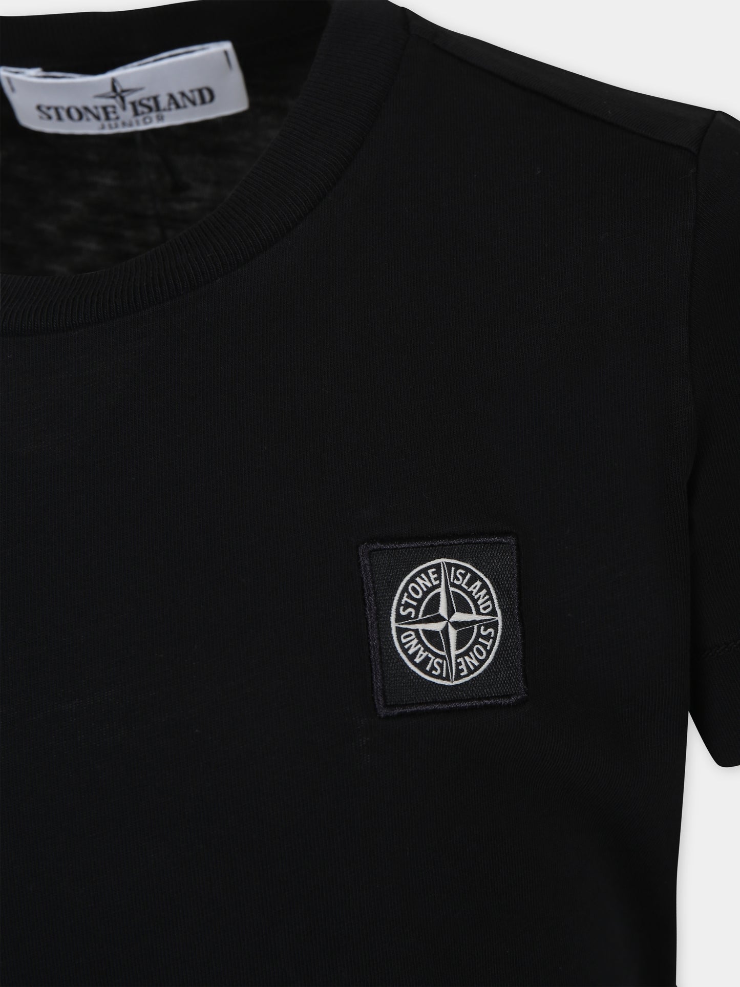 T-shirt blu per bambino con iconica bussola,Stone Island Junior,791620147 V0020