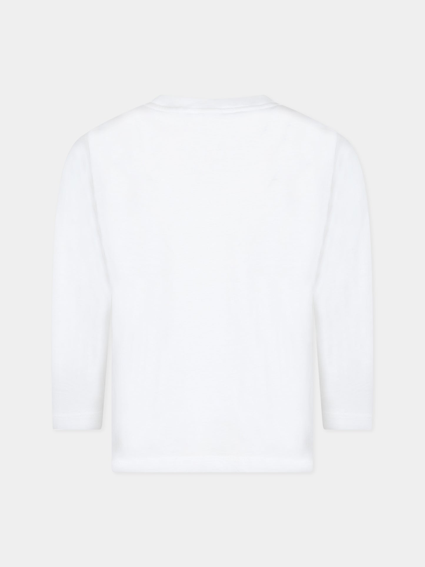 T-shirt bianca per bambino con aquilotto e logo,Armani Junior,6R4TJ3 1JPZZ 0121