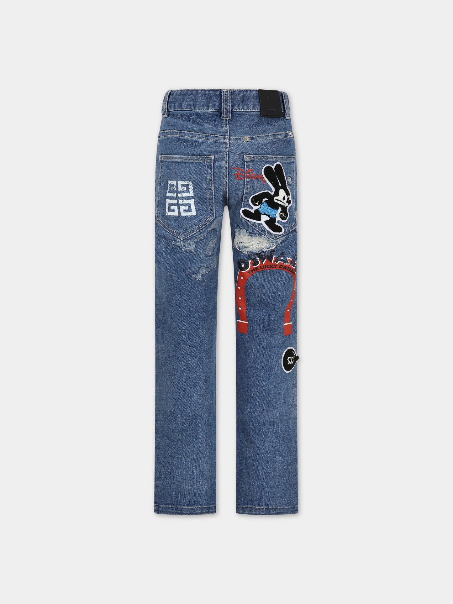 Jeans in denim per bambina con Oswald the Lucky Rabbit,Givenchy Kids,H24235 Z03