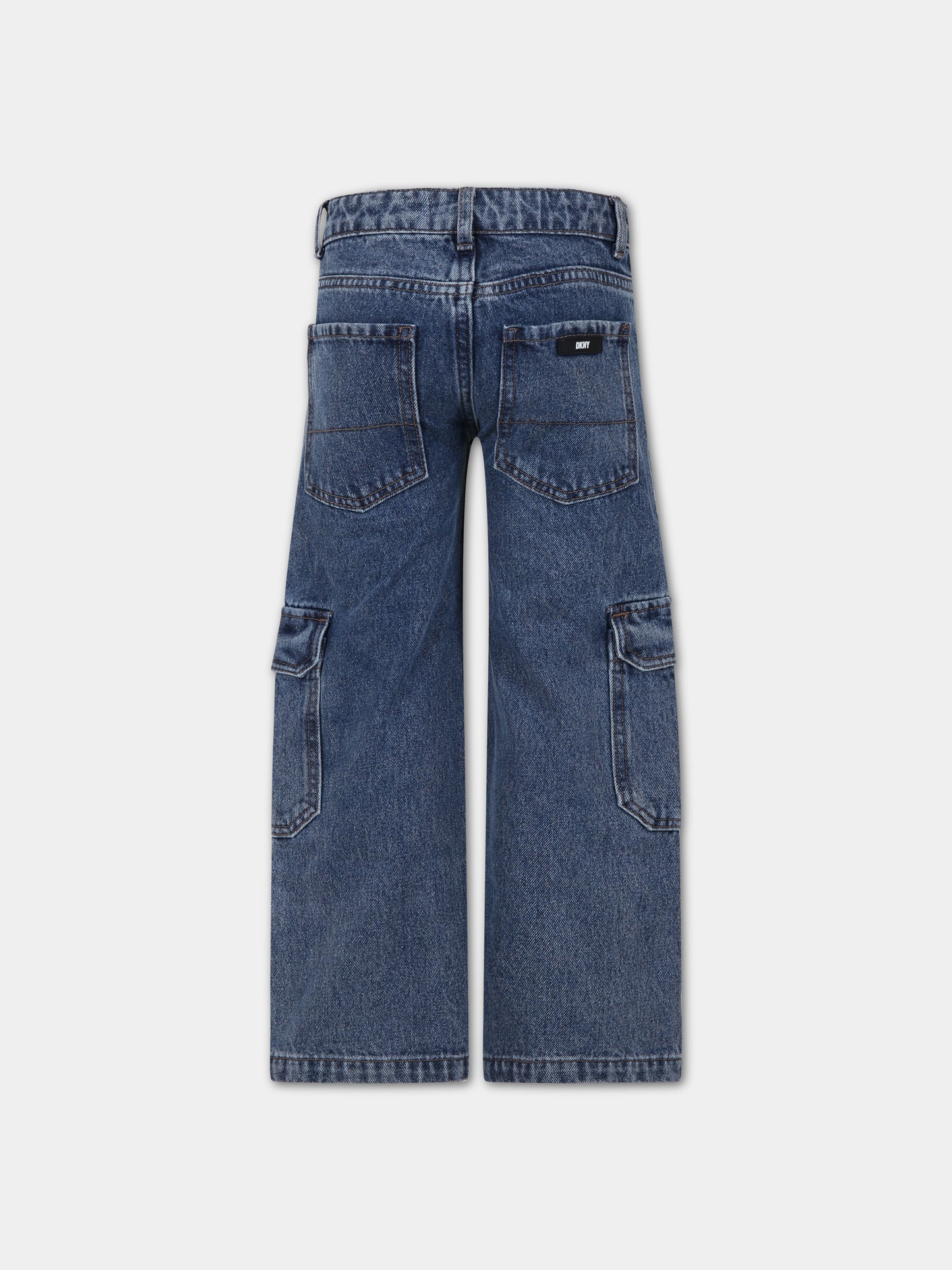 Jeans blu per bambina con logo,Dkny,D34B03 Z22