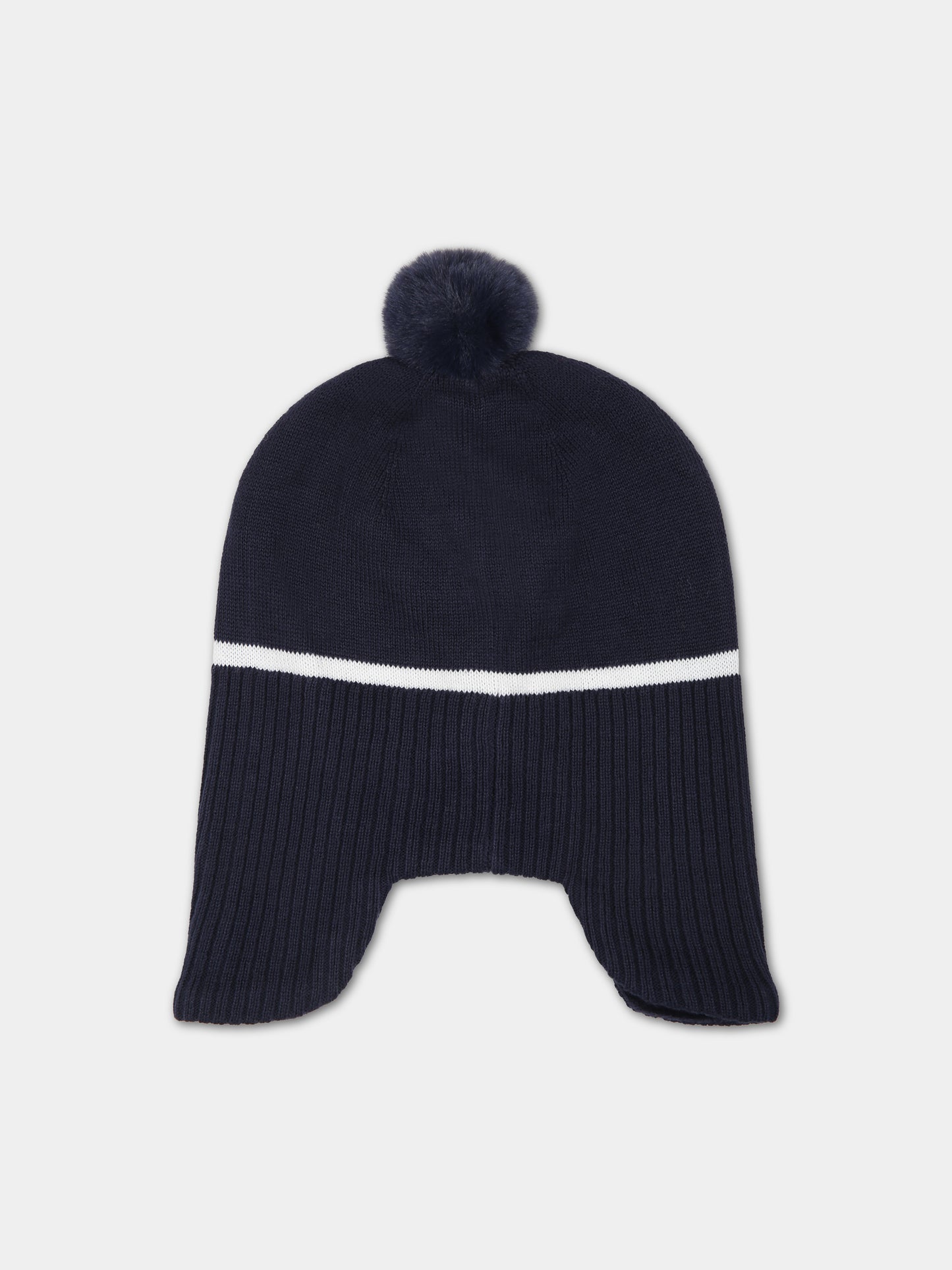 Berretto blu per neonato con pon-pon,Boss,J91149 849