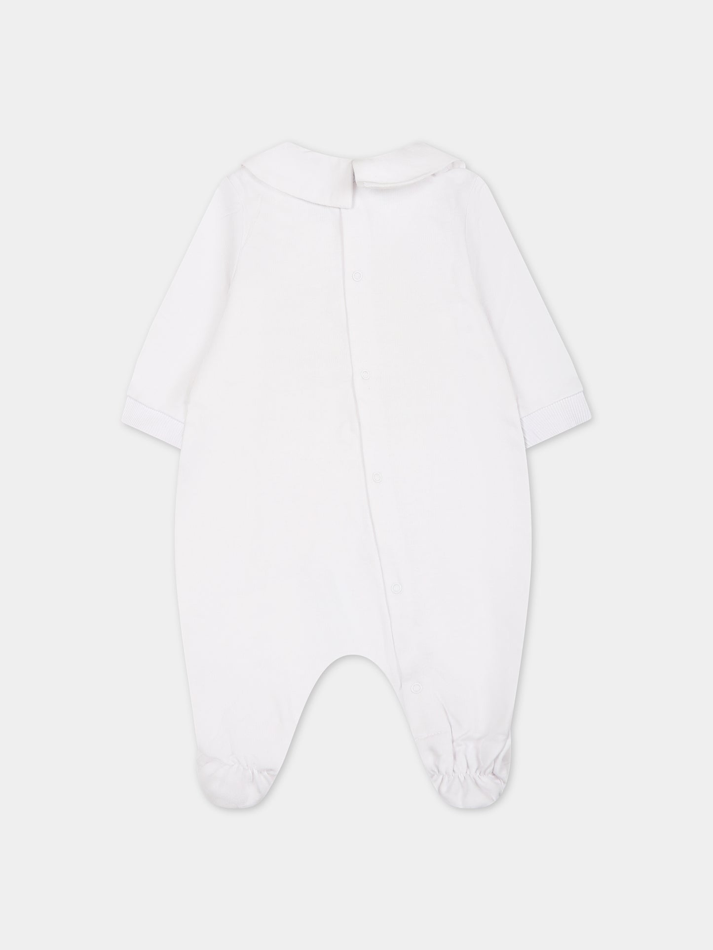 Tutina bianca per neonati con Teddy Bears e logo,Moschino Kids,MWY037 LCA60 10101