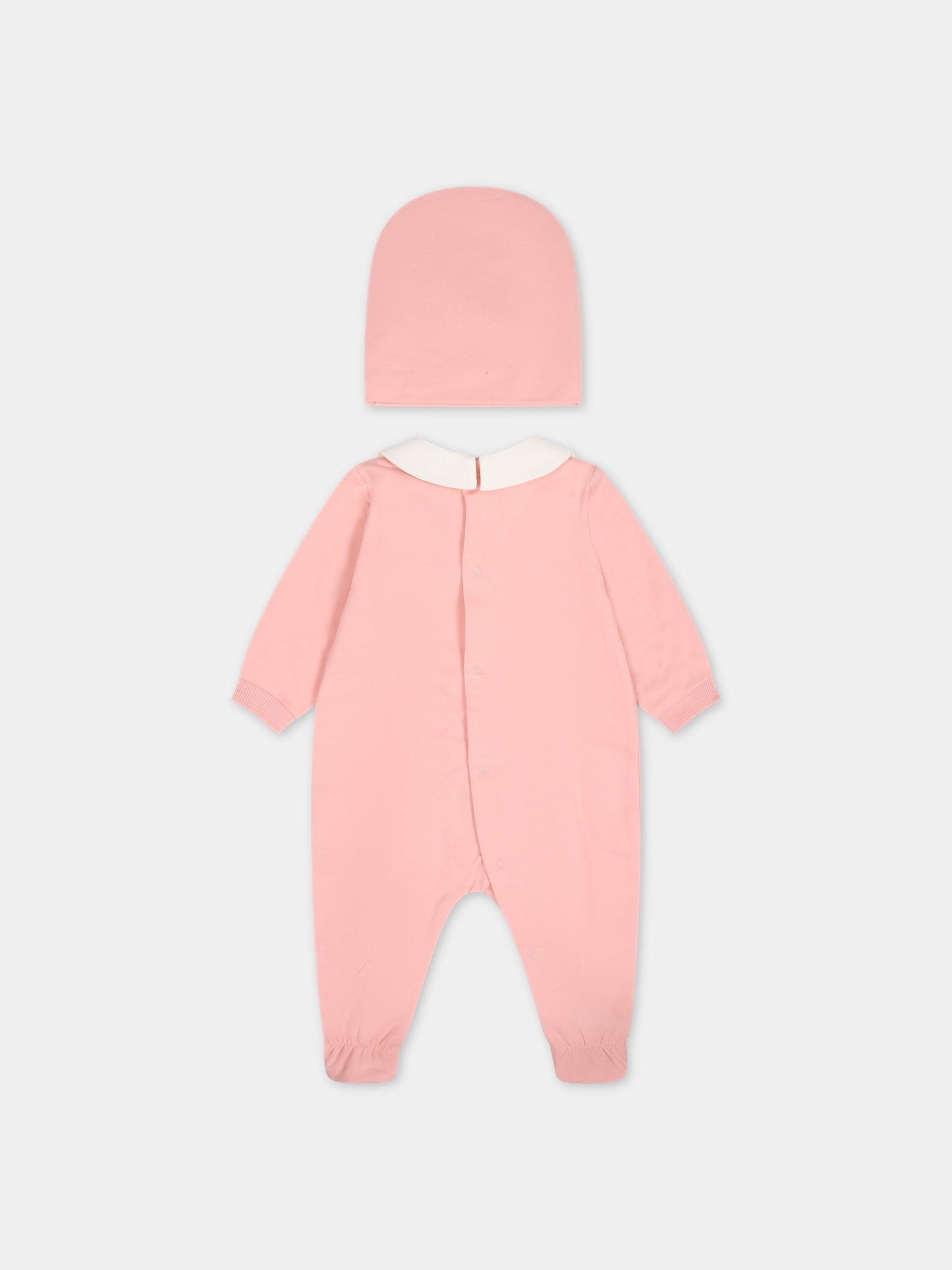 Set rosa per neonata con Teddy bear e logo,Moschino Kids,MOY026 LDA17 50209