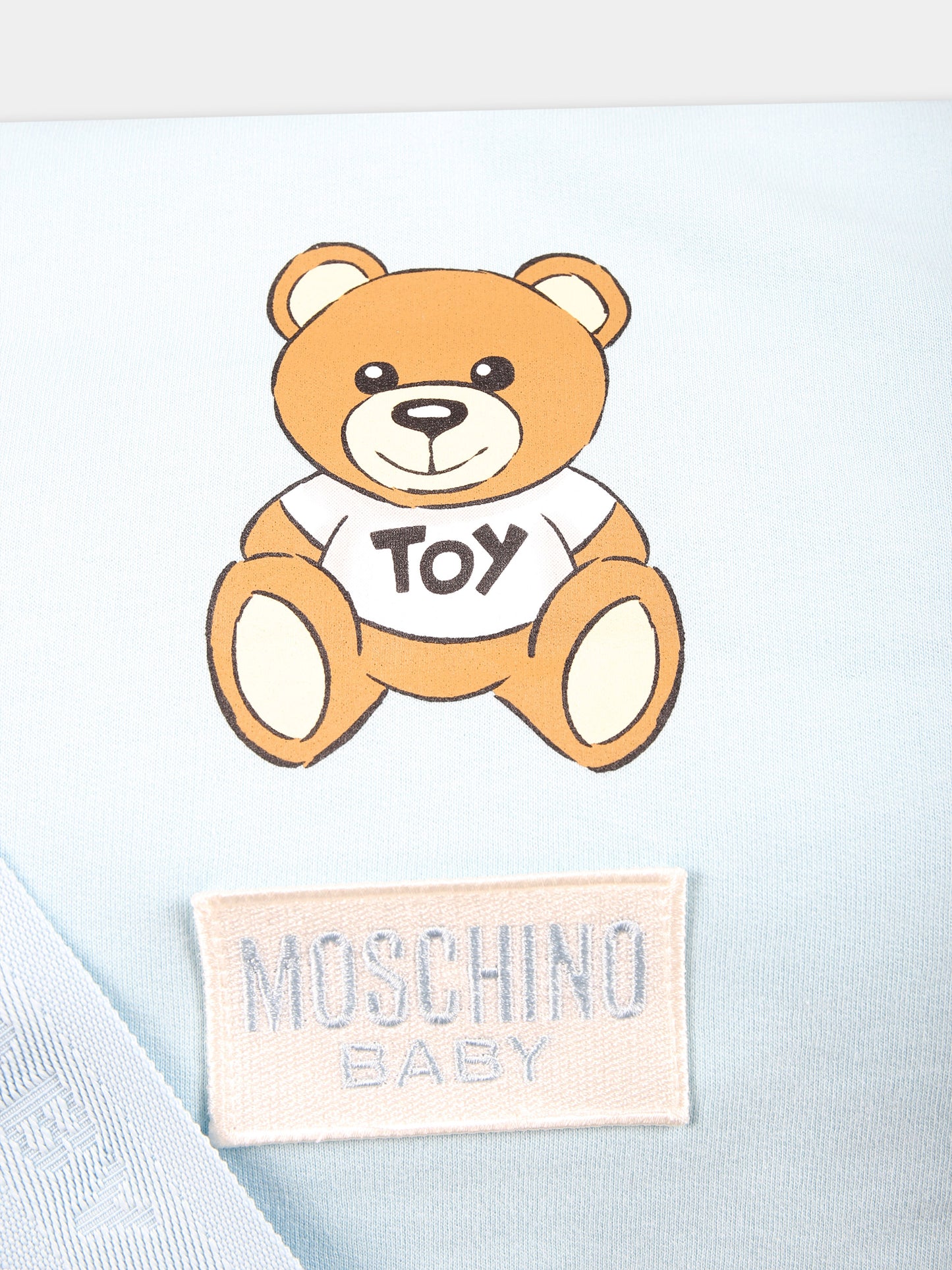 Borsa mamma celeste per neonato con Teddy Bear e logo,Moschino Kids,MTX03D LCA40 40304