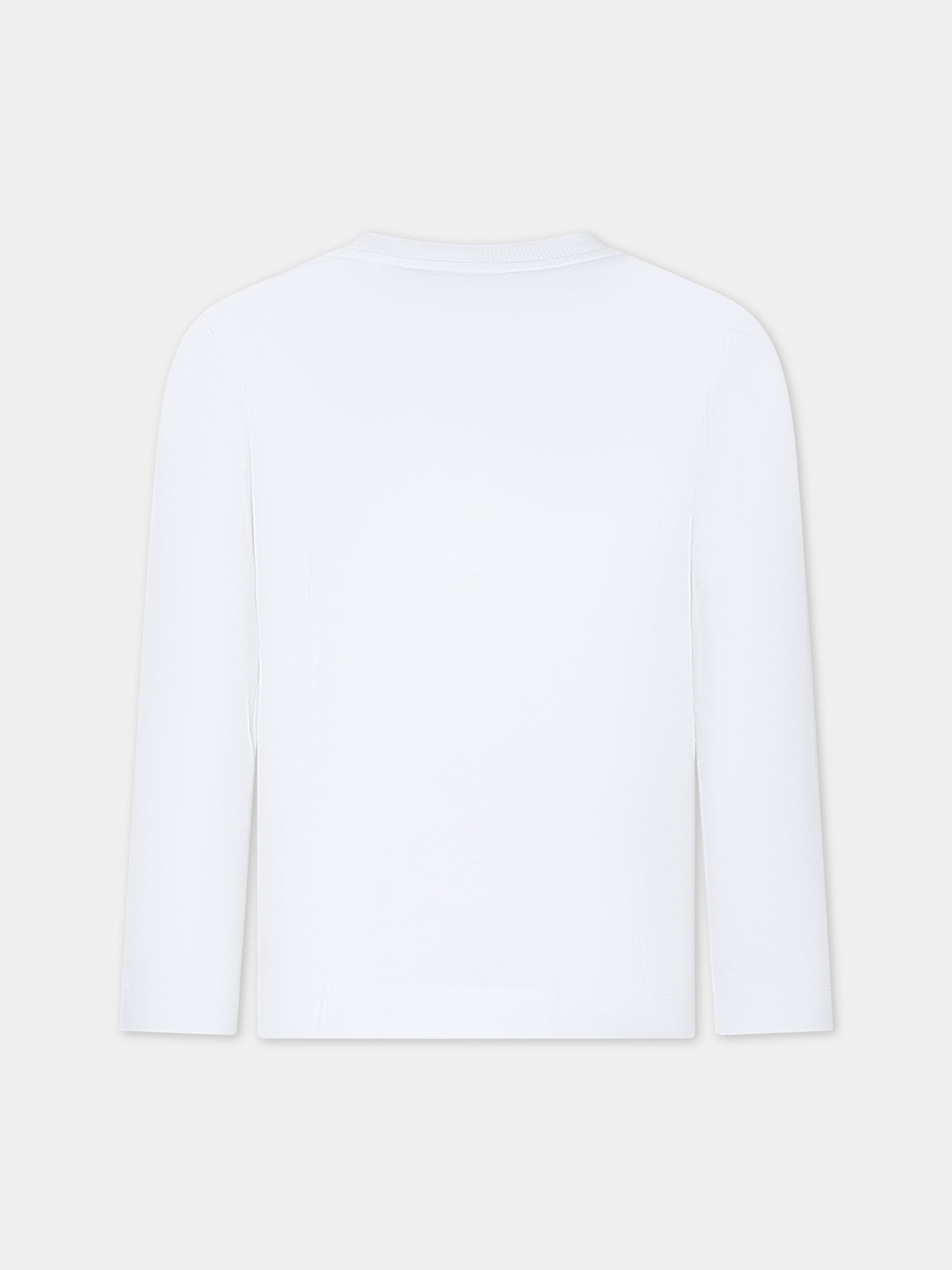 T-shirt bianca per bambino con Teddy Bear e logo,Moschino Kids,HOO00J LAA20 10101