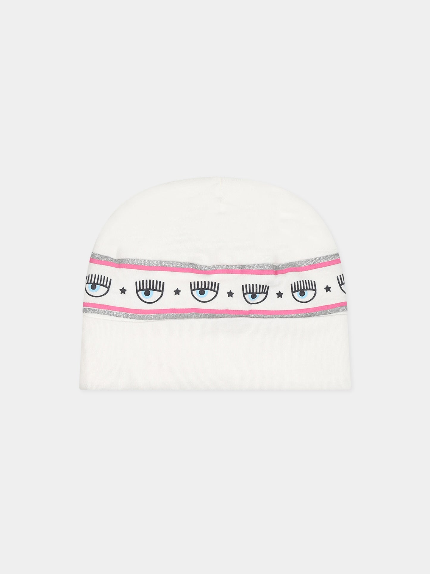 Cappello bianco per neonata con eyestar,Chiara Ferragni Collection,55B001 2004 0001