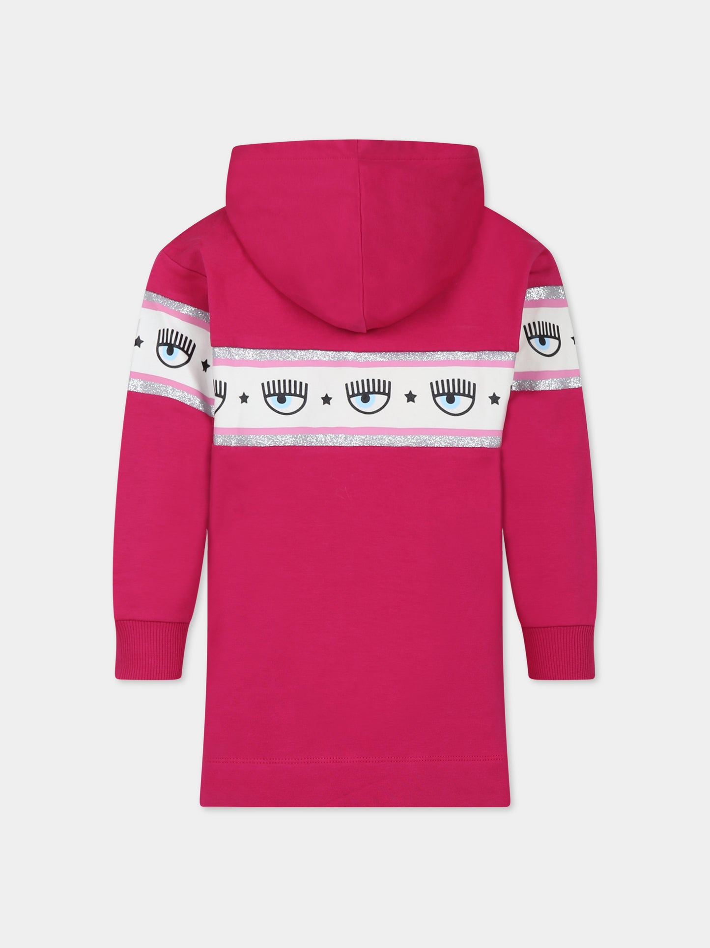 Vestito fucsia per bambina con eyes flirting,Chiara Ferragni Collection,59B900 2010 098F