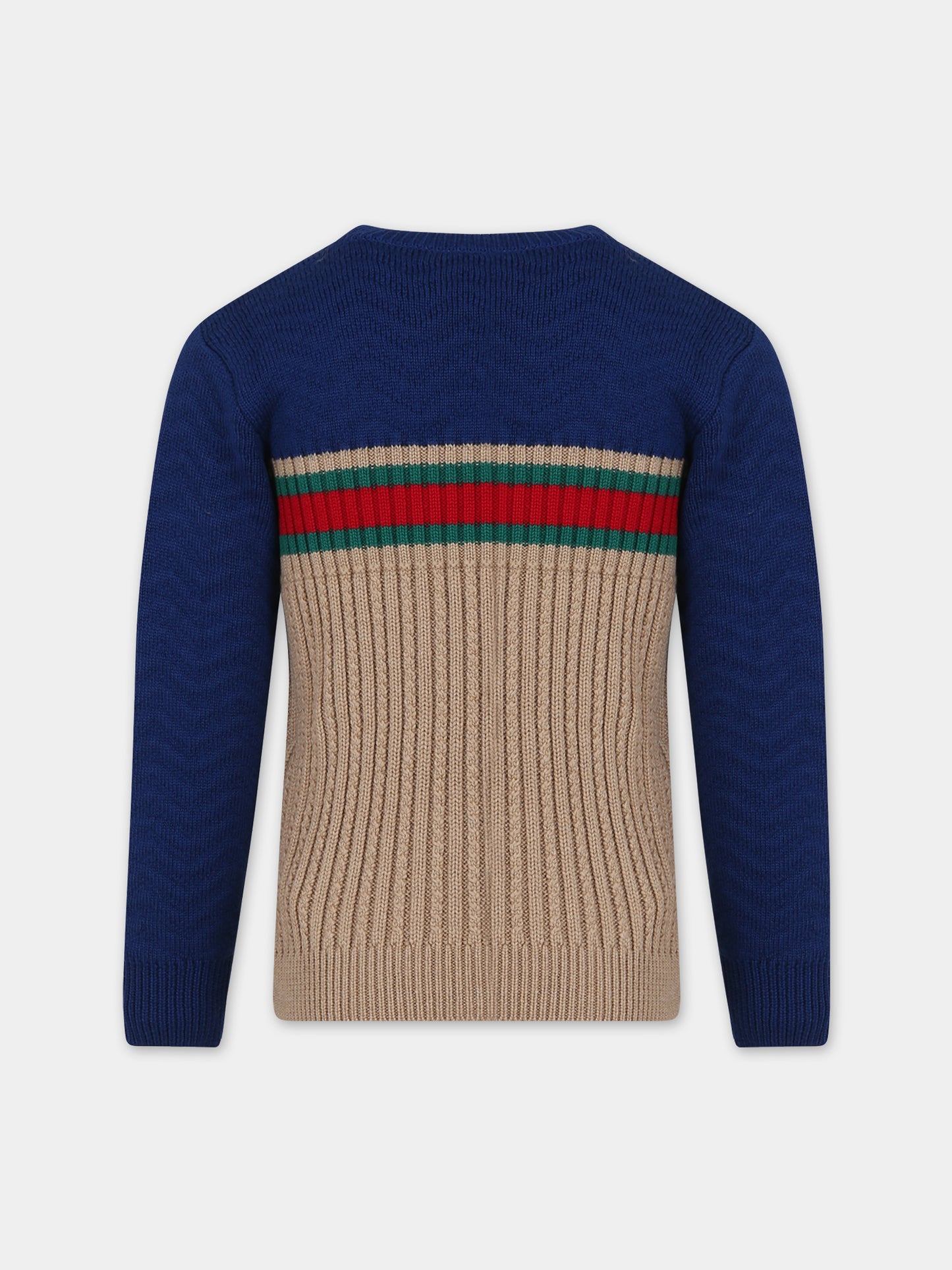 Maglione beige per bambino con dettaglio Web,Gucci Kids,738312 XKDAG 2400