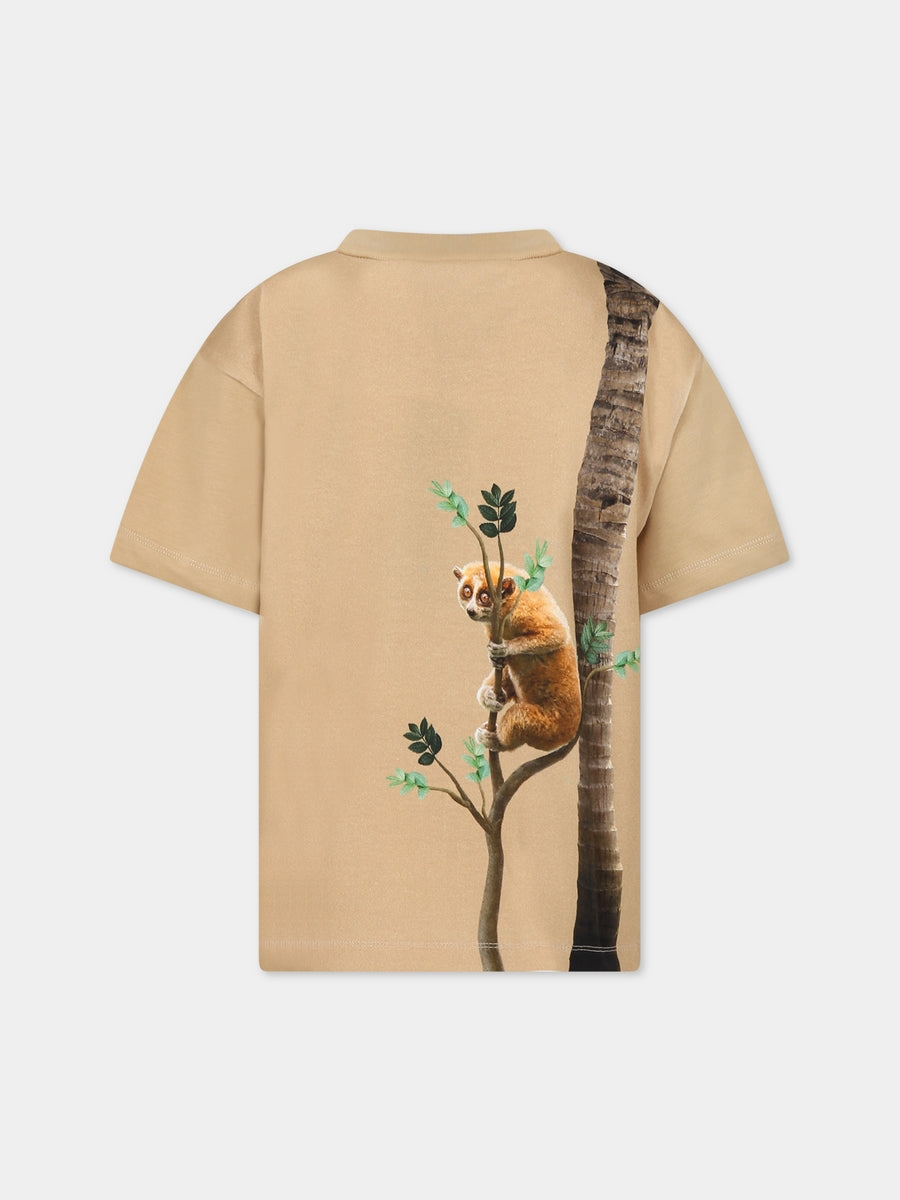 T-shirt beige per bambini con animali,Molo,1W23A208 3339