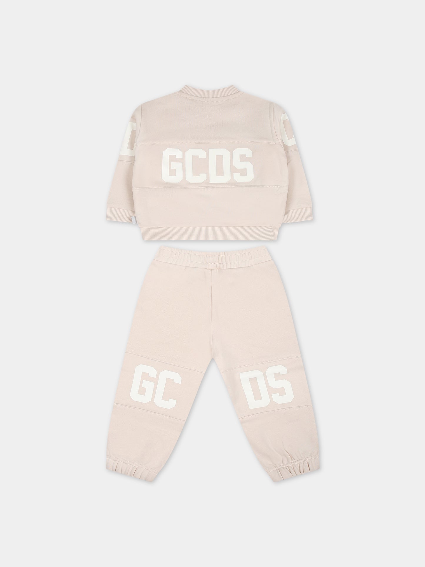 Completo beige per neonati con logo,Gcds Kids,GOK003 LCA44 20325