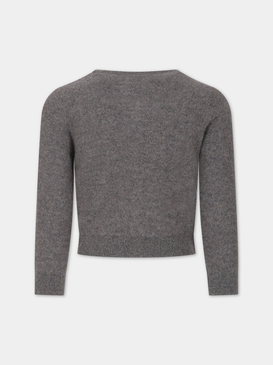 Cardigan grigio per bambina con ciliege,Bonpoint,W03GCAK00009 162B