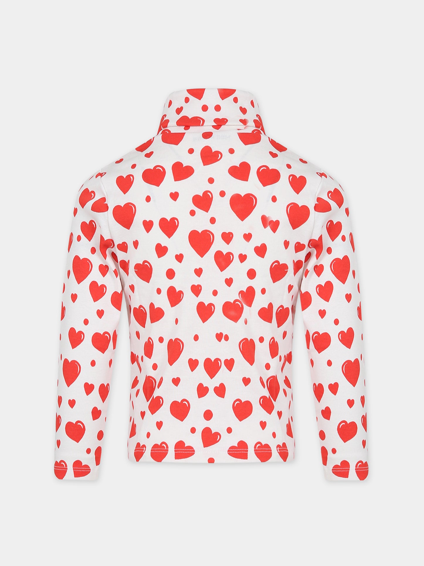 Dolcevita bianco per bambina con stampa cuori,Mini Rodini,2372011600