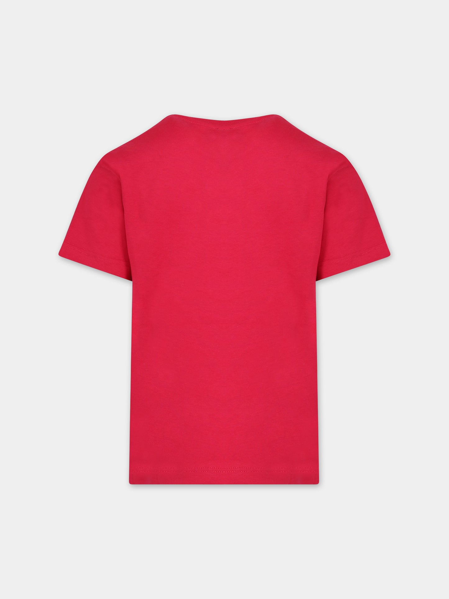 T-shirt fucsia per bambina con logo,Msgm Kids,F3MSJUTH205 044