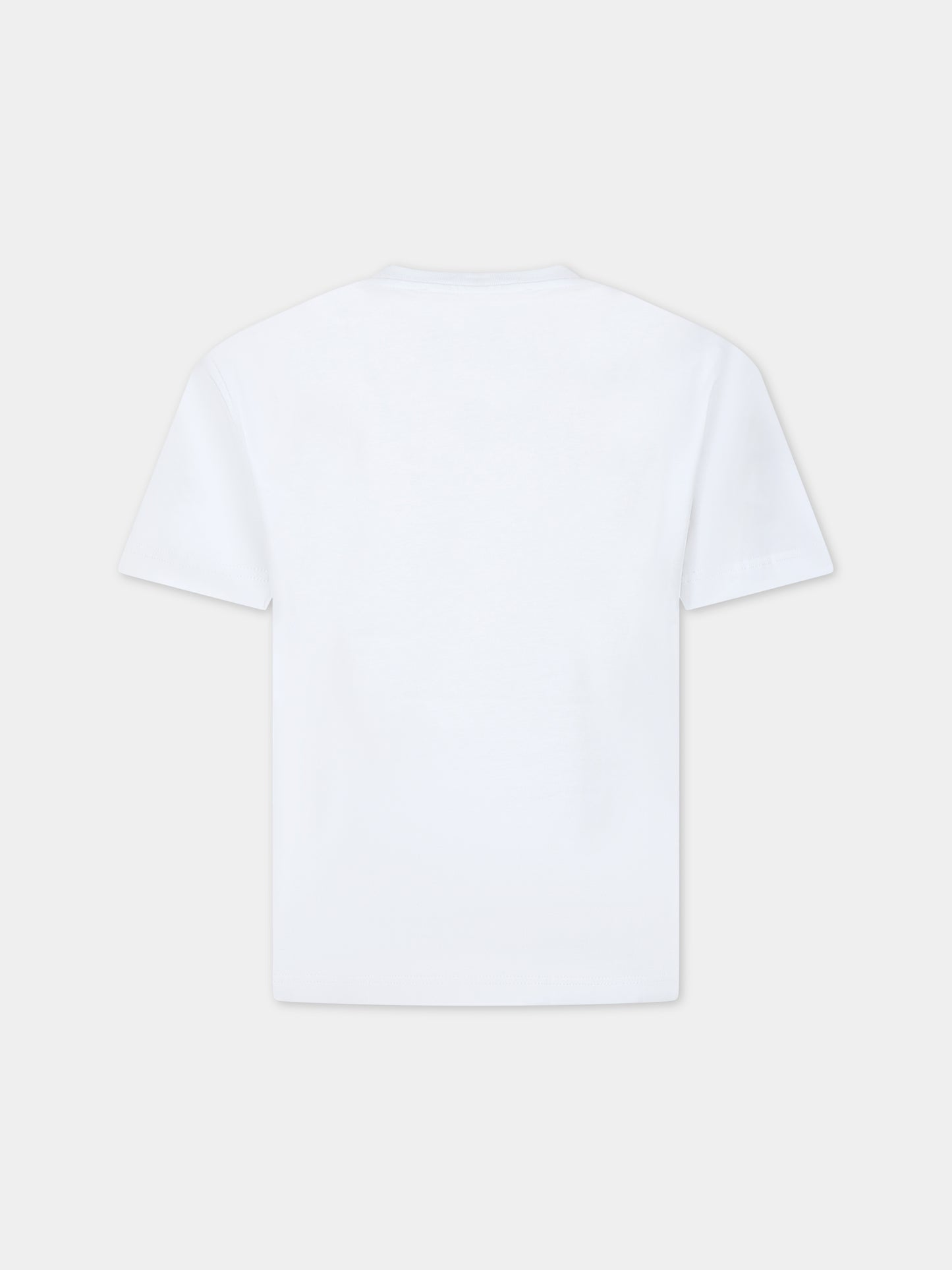 T-shirt bianca per bambino con logo,Msgm Kids,F3MSJBTH168 001