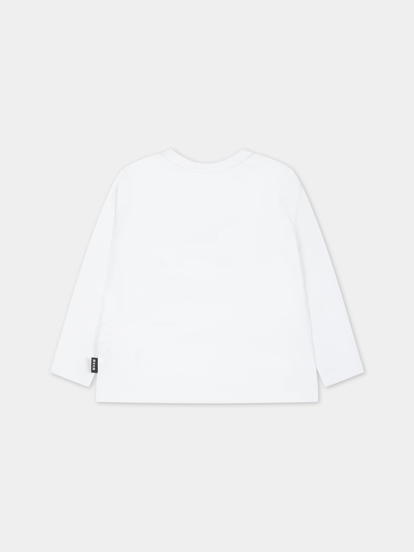 White t-shirt for baby kids with logo,Msgm Kids,F3MSUNTH044 001