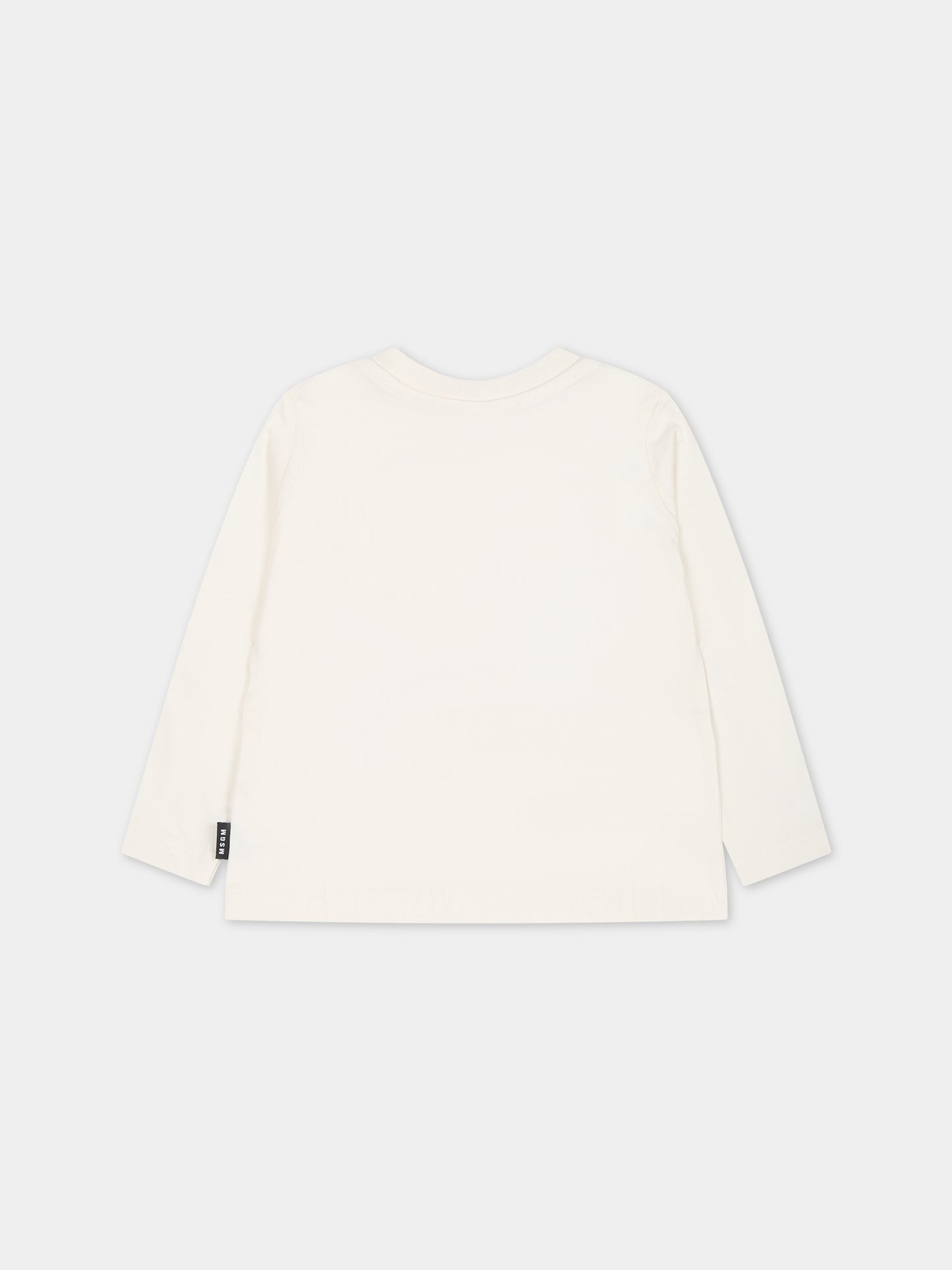 T-shirt avorio per neonati con logo,Msgm Kids,F3MSUNTH044 013