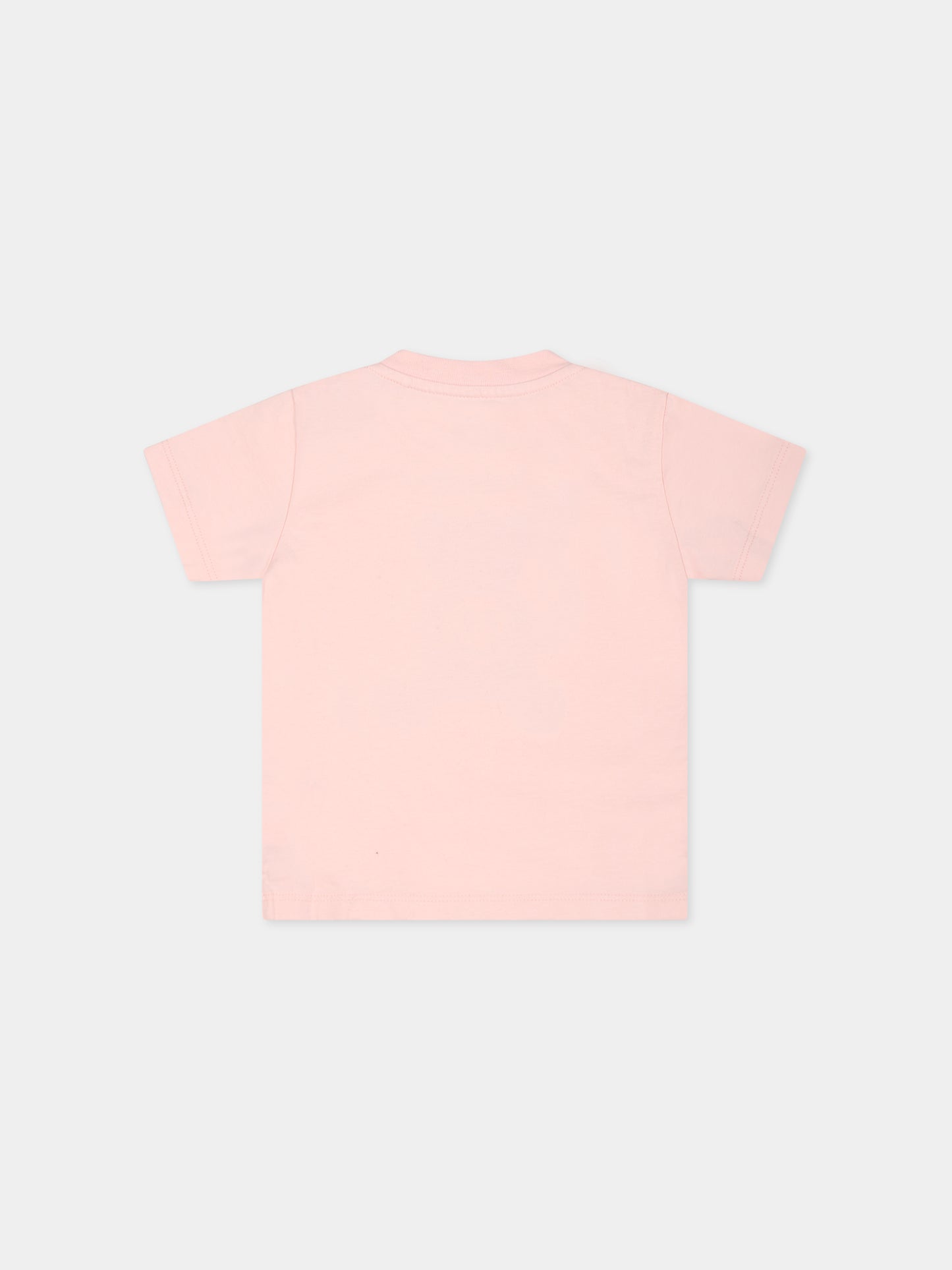 T-shirt rosa per neonata con orso,Palm Angels,PGXB001F23JER0043315