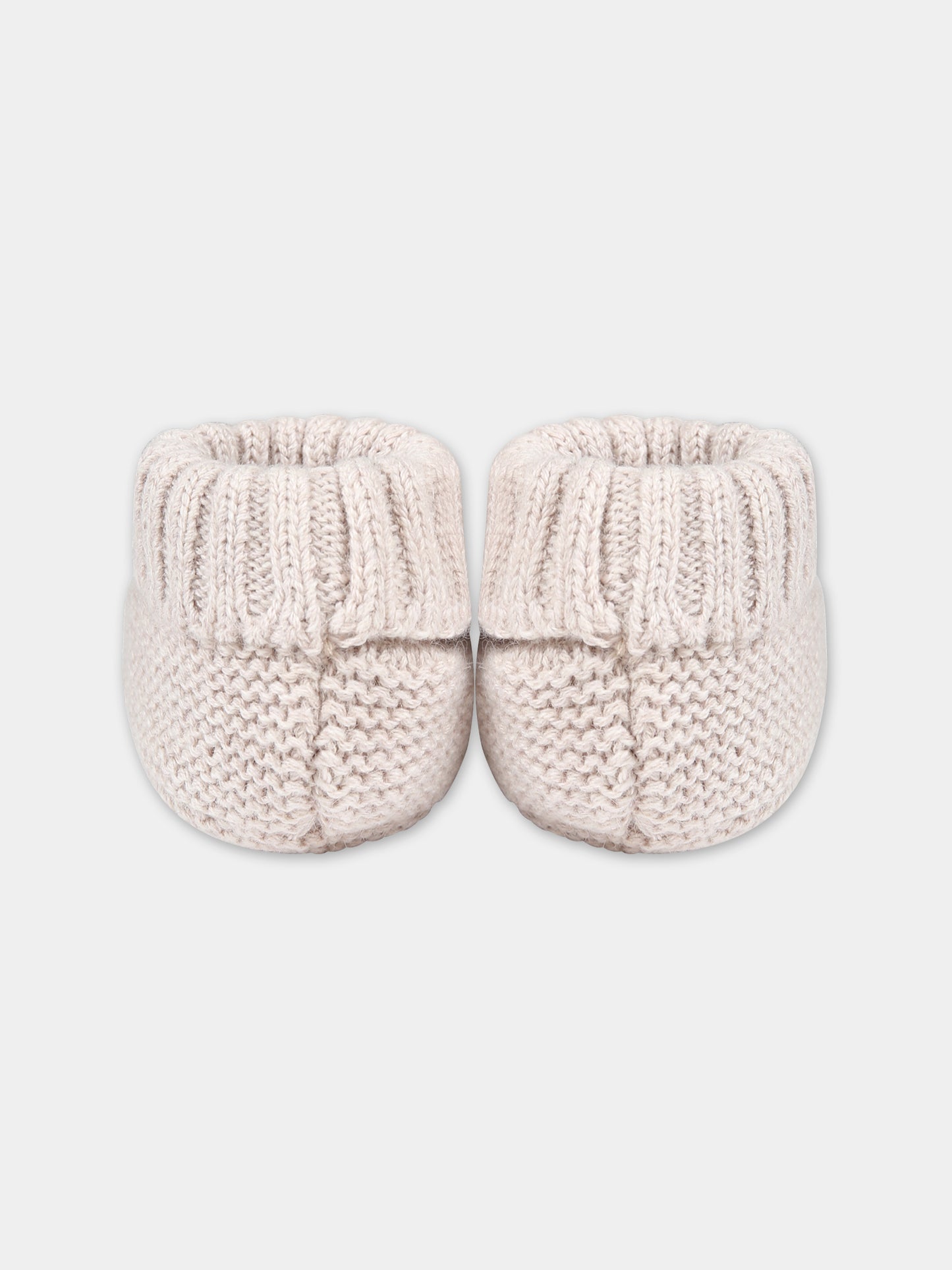 Babbucce beige per neonati con pon pon,Tartine Et Chocolat,TX89020-15