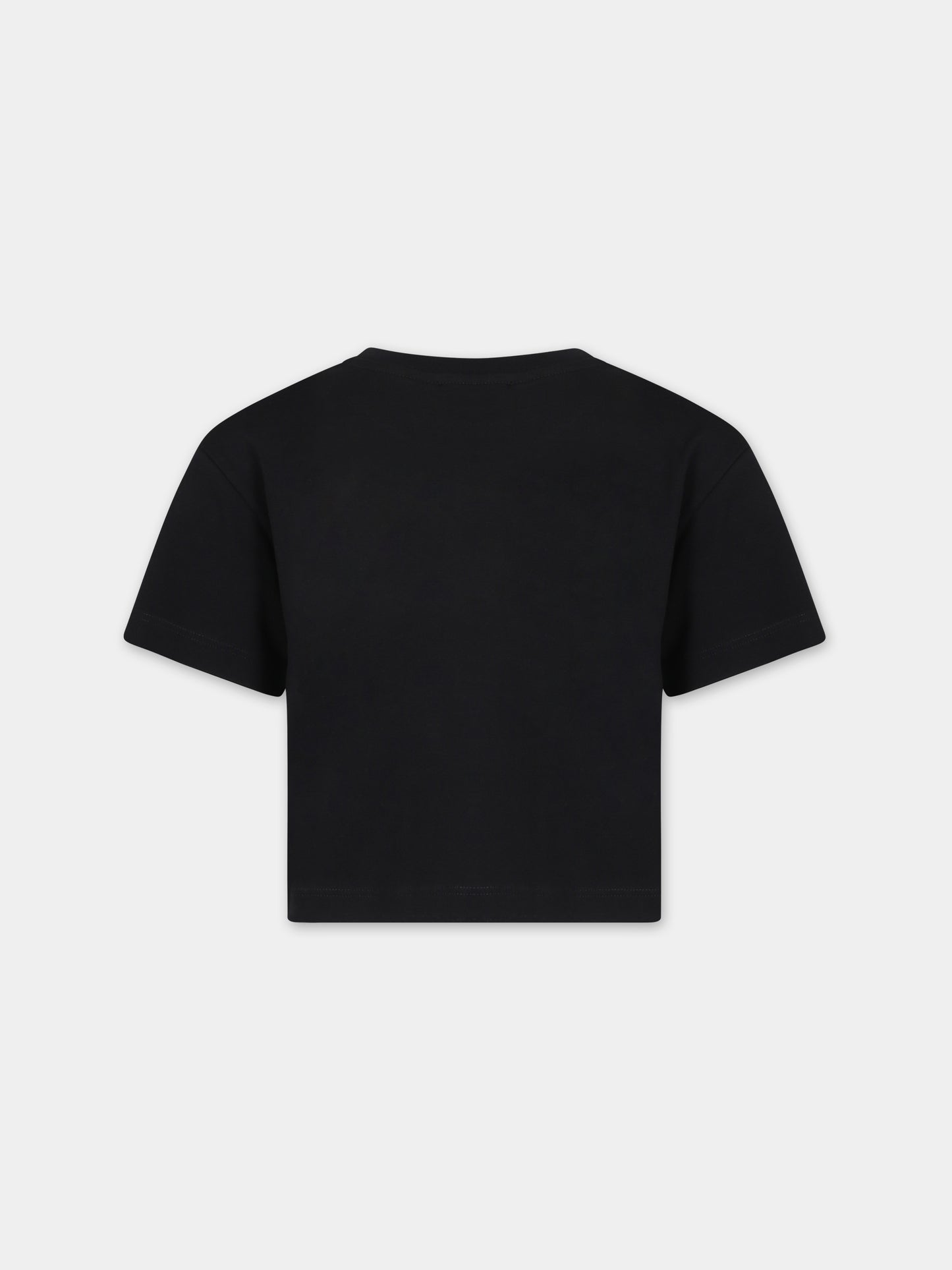 T-shirt nera per bambina con logo,Dolce & Gabbana Kids,L5JTHW G7KC5 N0000