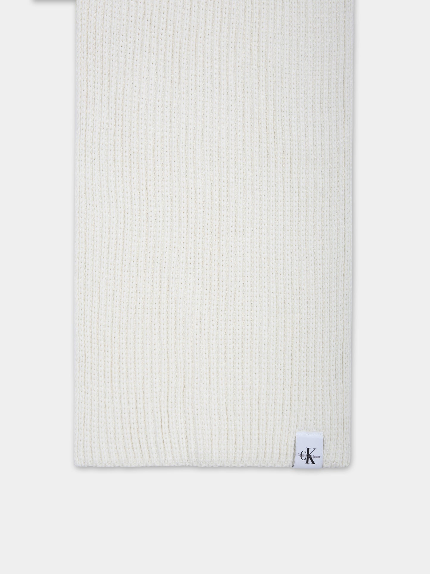 Sciarpa avorio per bambini con logo,Calvin Klein Kids,23WMCKIU0IU00446 YBI
