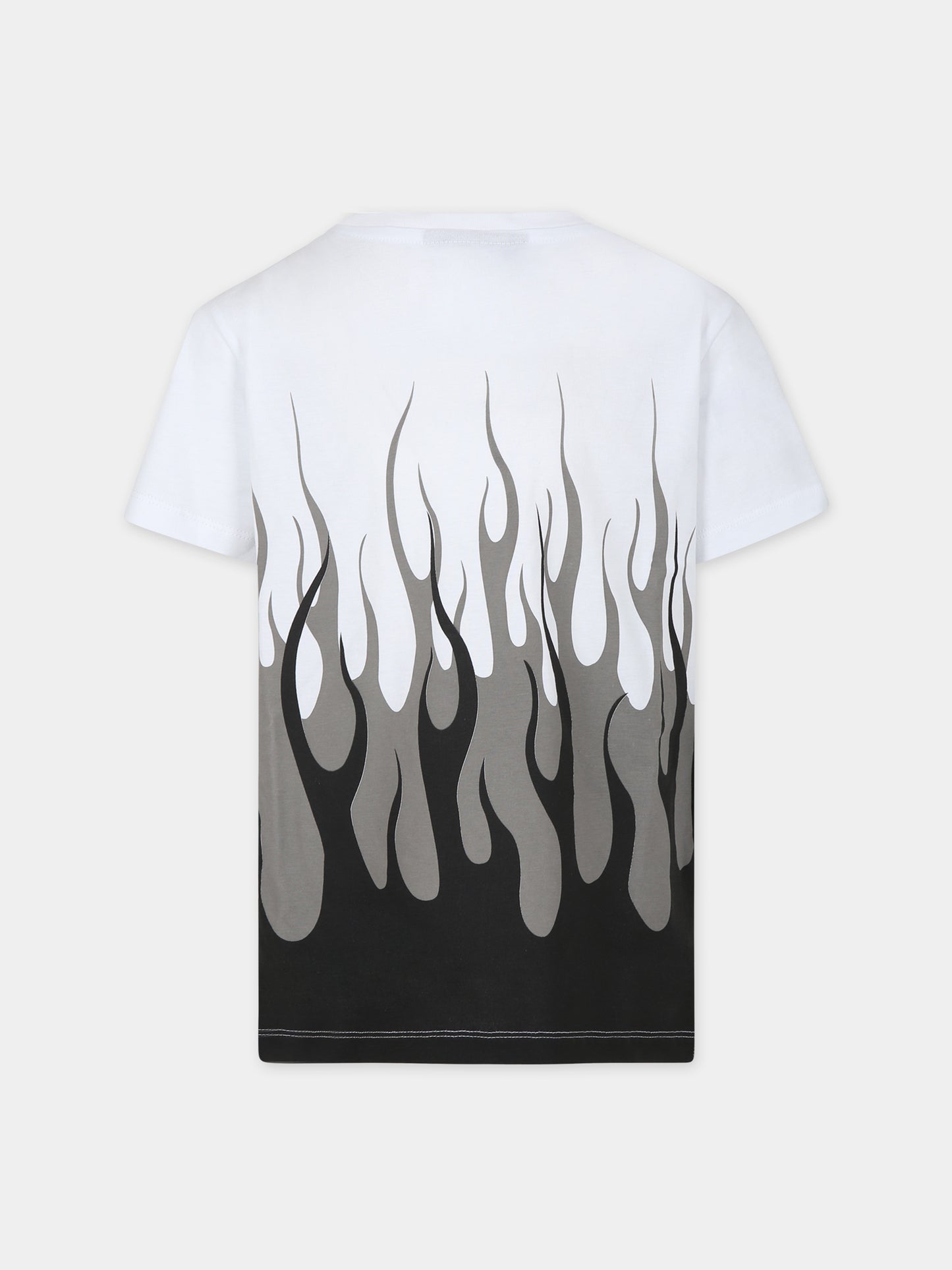 T-shirt bianca per bambino con fiamme,Vision Of Super,TSV4304J BIANCO