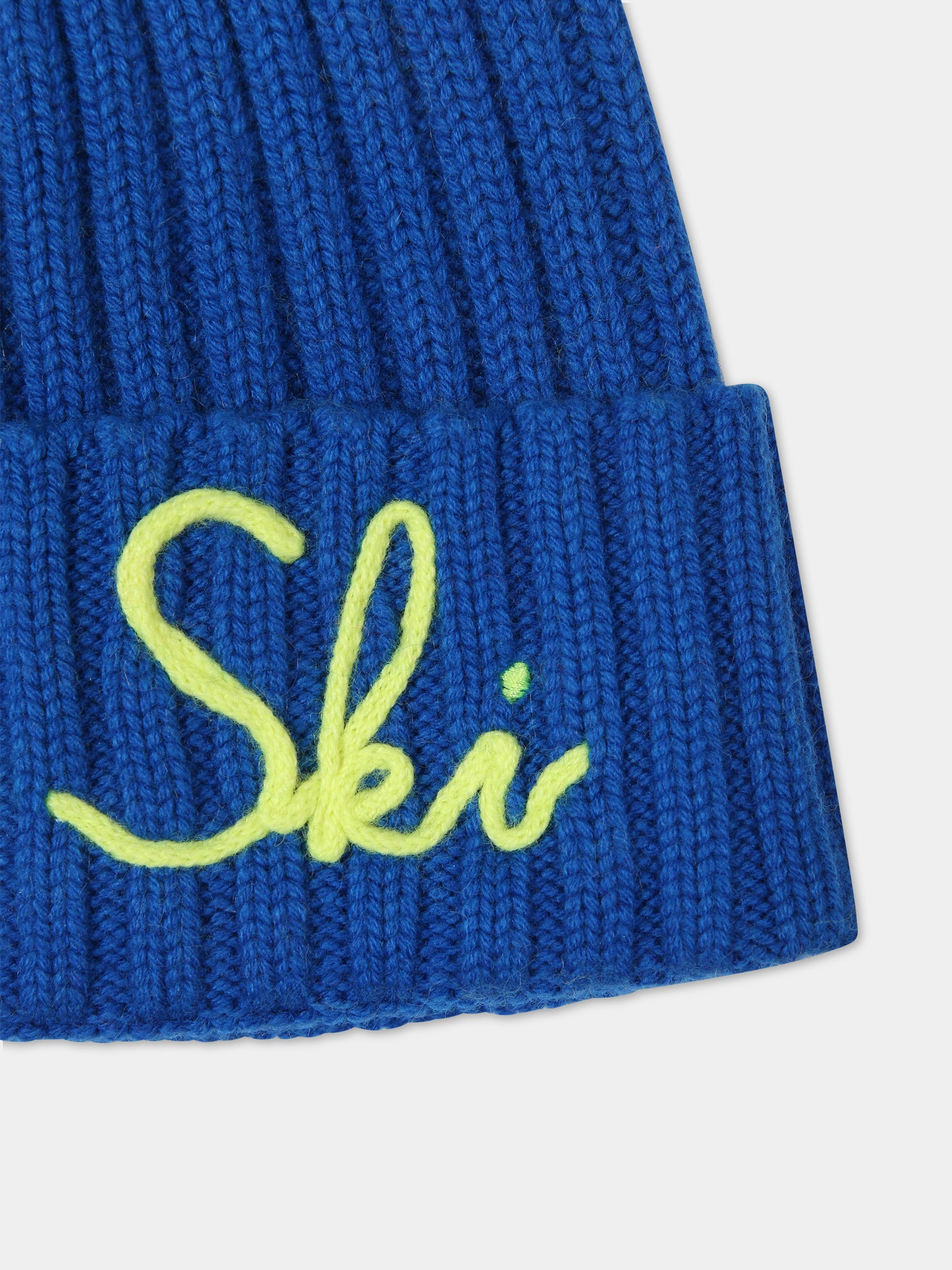 Berretto azzurro per bambini con pompon,Mc2 Saint Barth,WENGEN JR P APRES SKI 1794 EMB